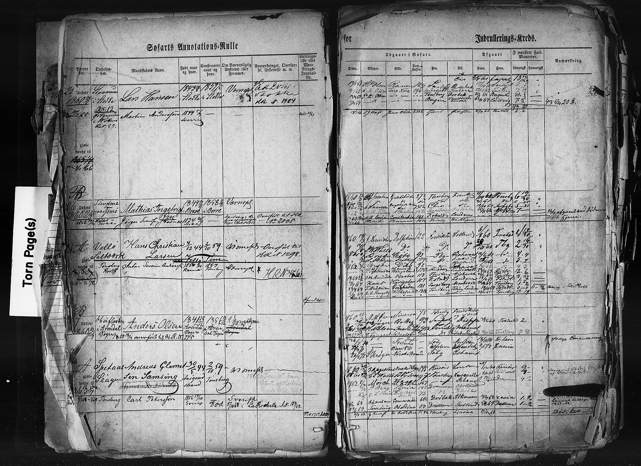 Tønsberg innrulleringskontor, AV/SAKO-A-786/F/Fb/L0001: Annotasjonsrulle Patent nr. 1-1724, 1860-1868, p. 13