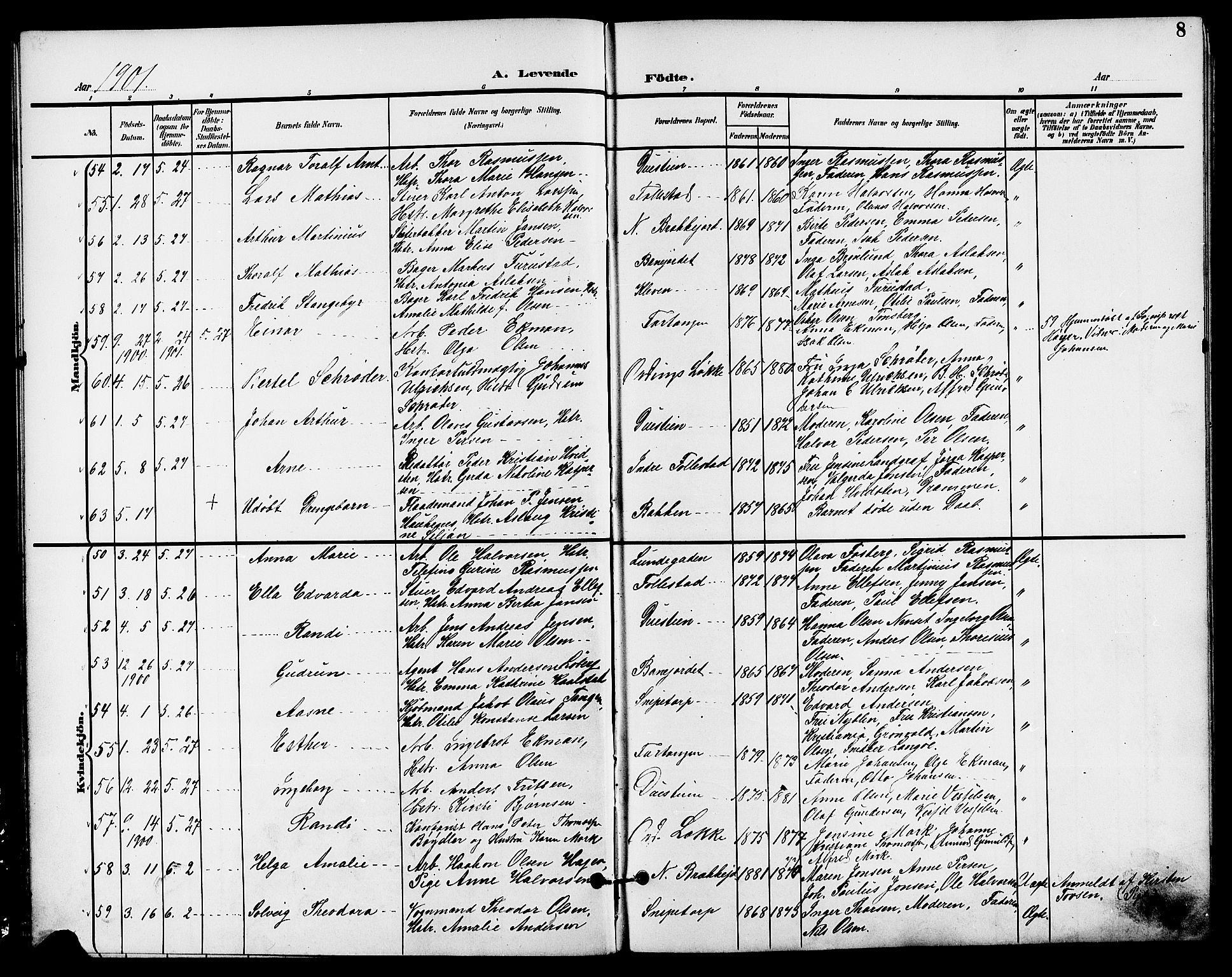 Skien kirkebøker, AV/SAKO-A-302/G/Ga/L0008: Parish register (copy) no. 8, 1900-1910, p. 8