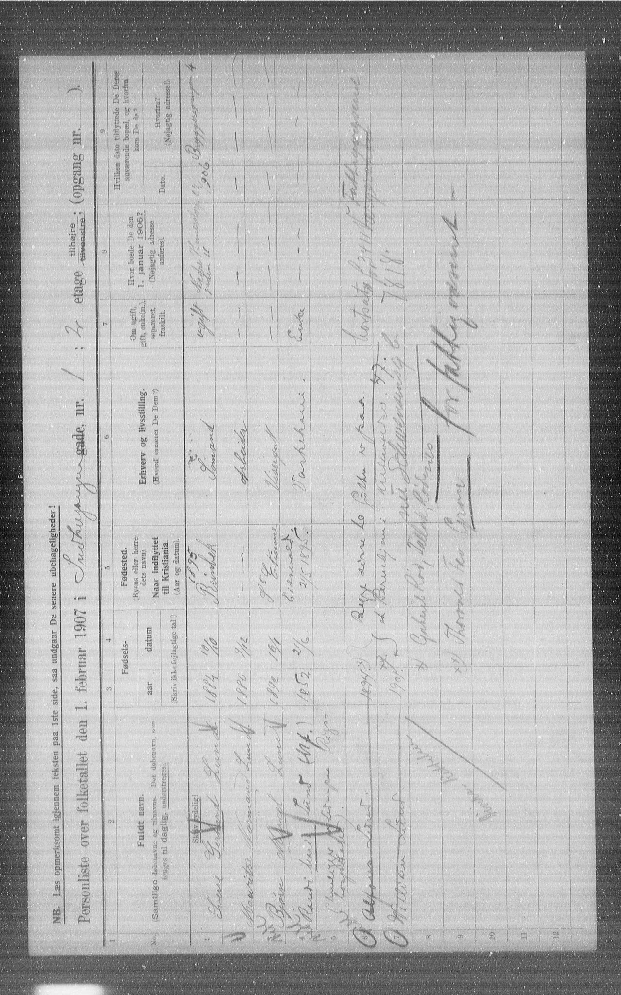 OBA, Municipal Census 1907 for Kristiania, 1907, p. 49982