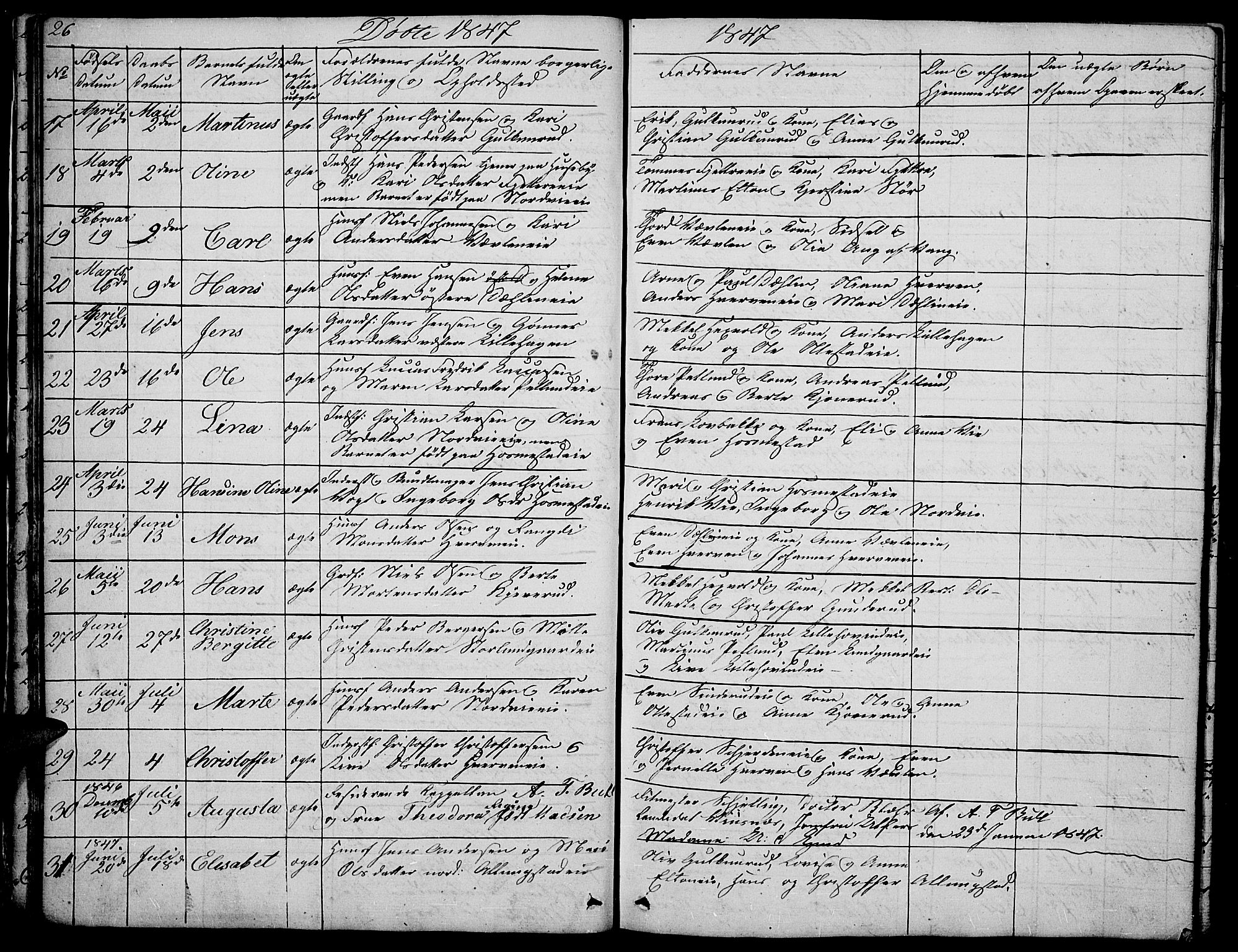 Stange prestekontor, AV/SAH-PREST-002/L/L0002: Parish register (copy) no. 2, 1838-1879, p. 26