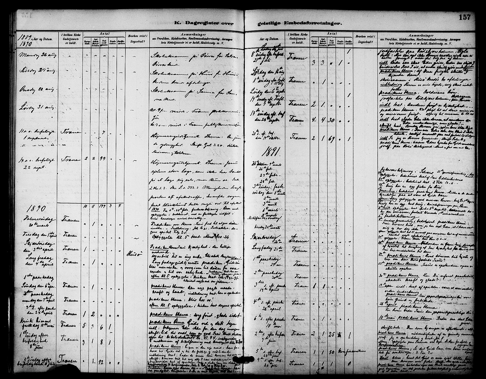 Ministerialprotokoller, klokkerbøker og fødselsregistre - Nordland, SAT/A-1459/840/L0580: Parish register (official) no. 840A02, 1887-1909, p. 157