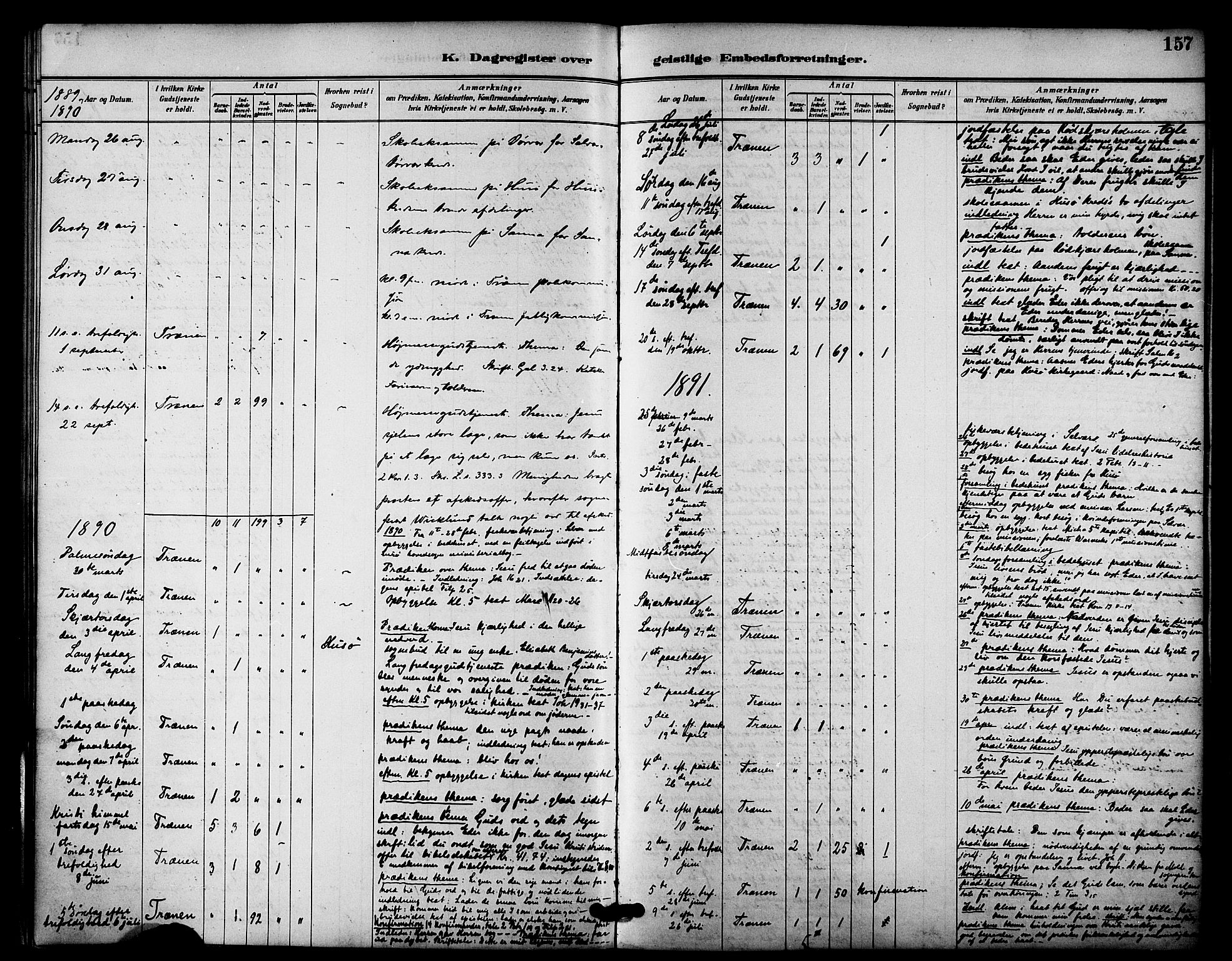 Ministerialprotokoller, klokkerbøker og fødselsregistre - Nordland, AV/SAT-A-1459/840/L0580: Parish register (official) no. 840A02, 1887-1909, p. 157