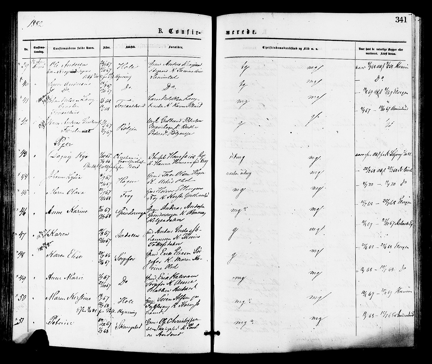 Norderhov kirkebøker, AV/SAKO-A-237/F/Fa/L0015: Parish register (official) no. 15, 1875-1884, p. 341