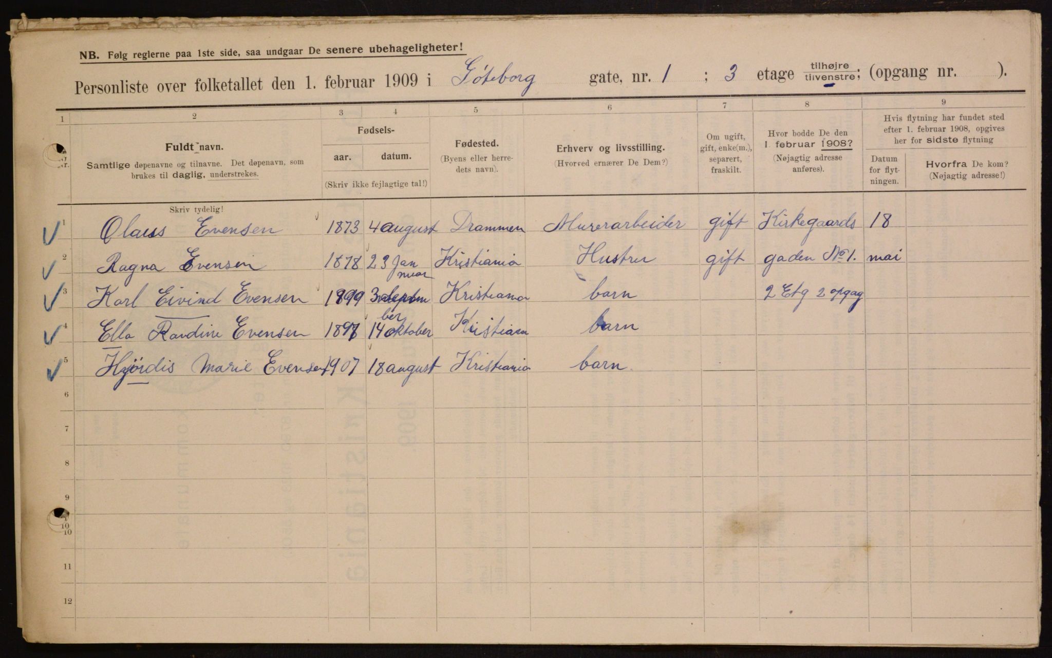 OBA, Municipal Census 1909 for Kristiania, 1909, p. 29777