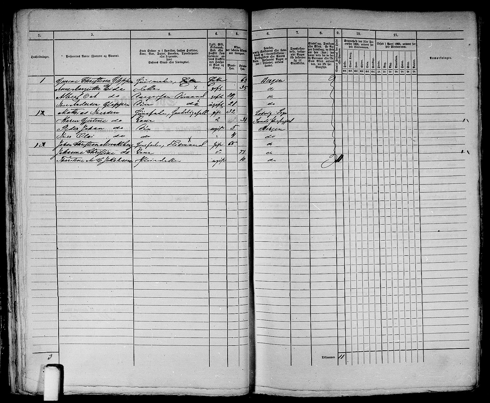 RA, 1865 census for Bergen, 1865, p. 82