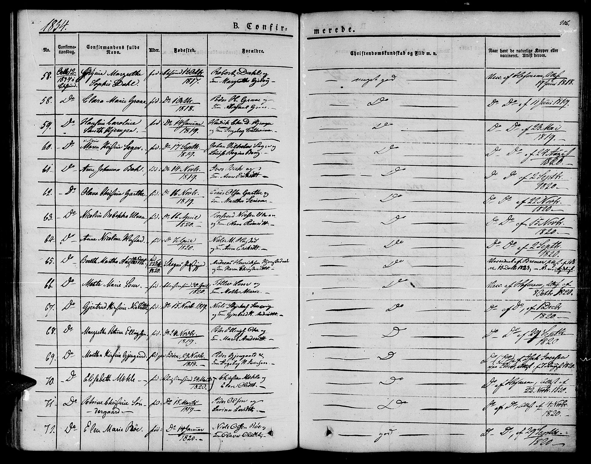 Ministerialprotokoller, klokkerbøker og fødselsregistre - Møre og Romsdal, SAT/A-1454/572/L0843: Parish register (official) no. 572A06, 1832-1842, p. 206