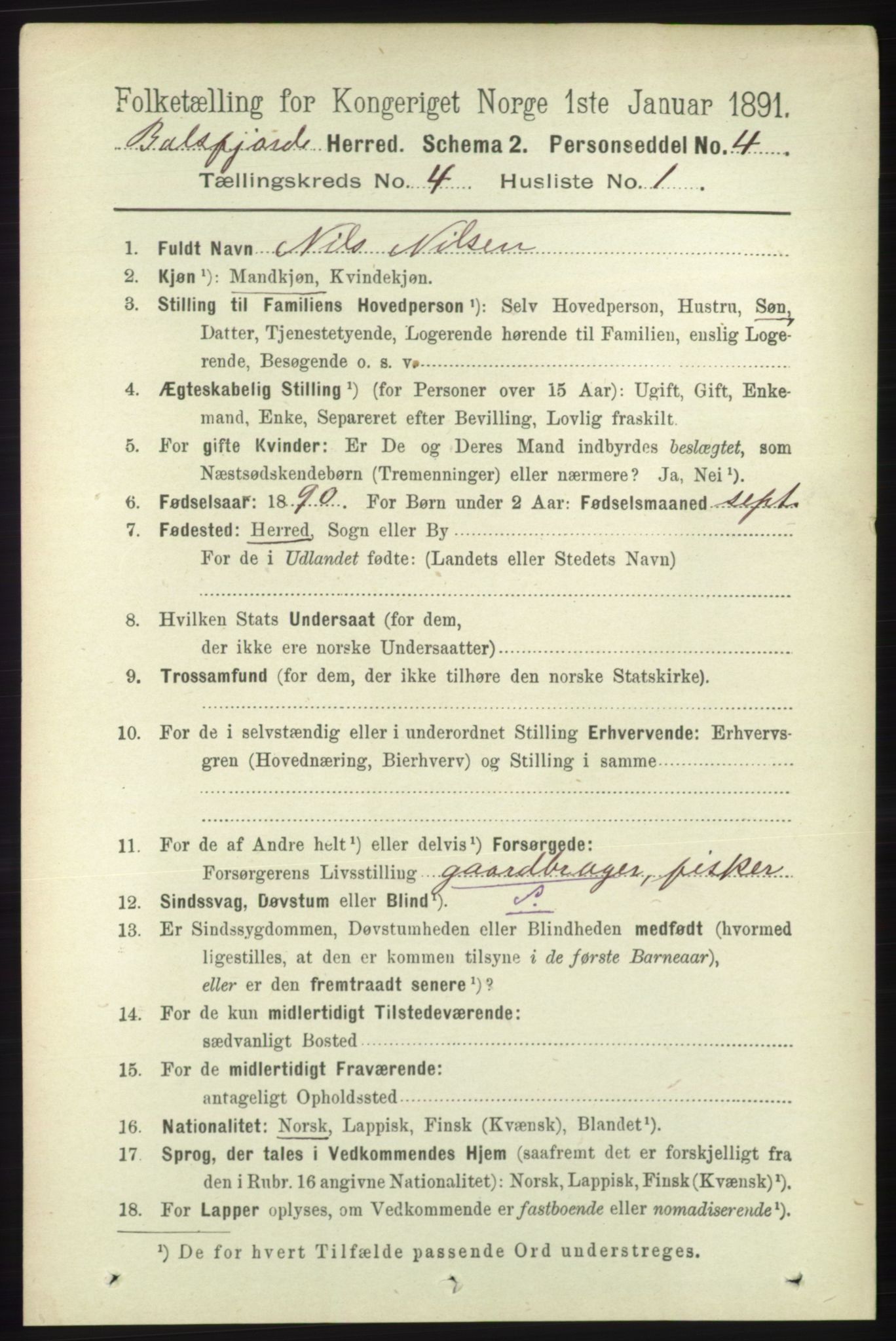 RA, 1891 census for 1933 Balsfjord, 1891, p. 1124