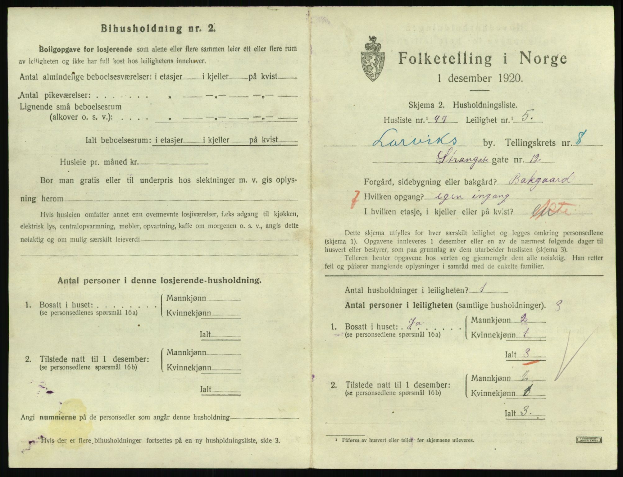 SAKO, 1920 census for Larvik, 1920, p. 6920