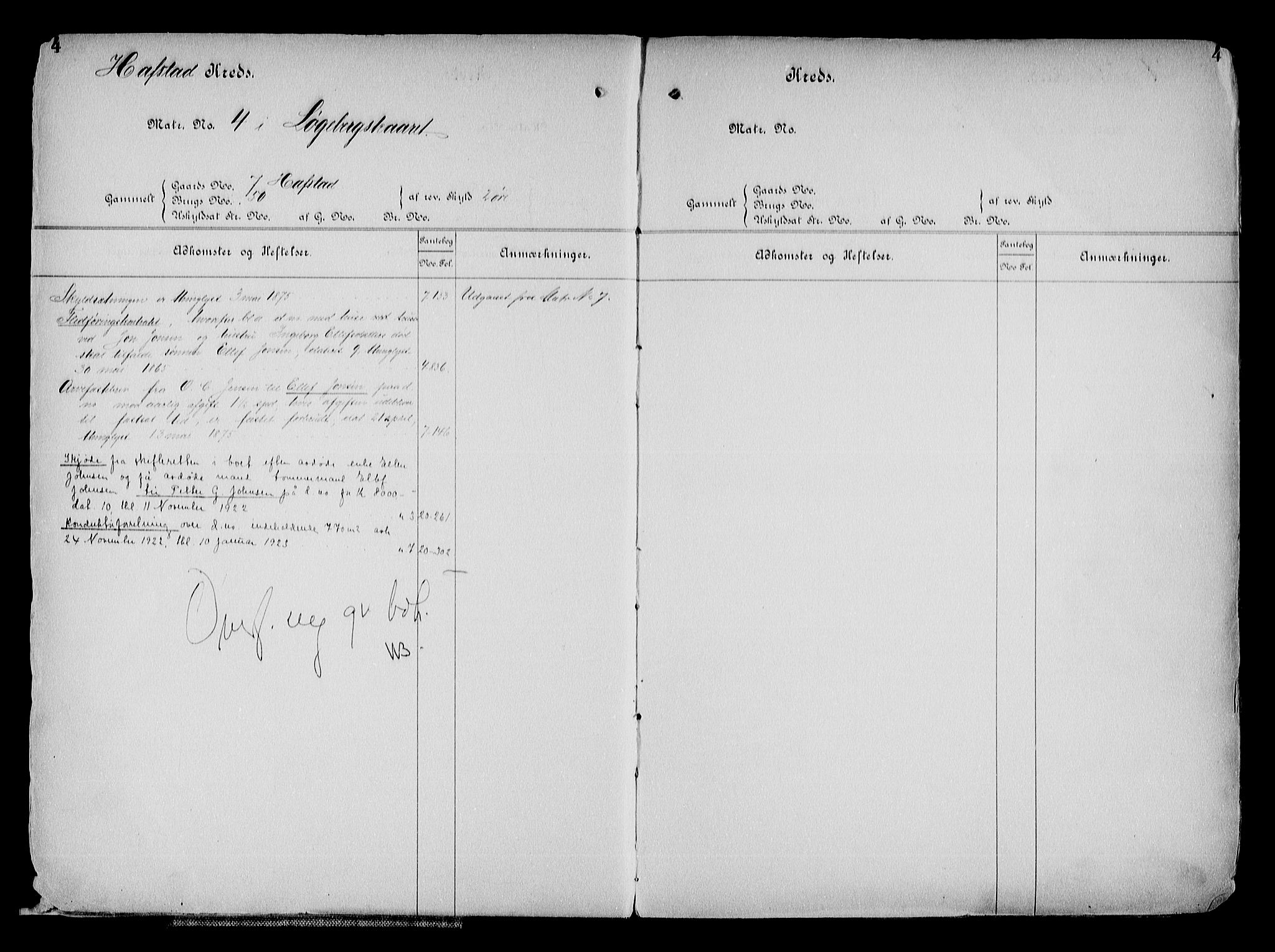 Arendal byfogd, AV/SAK-1222-0001/G/Ga/L0015: Mortgage register no. 13, 1860-1960, p. 4