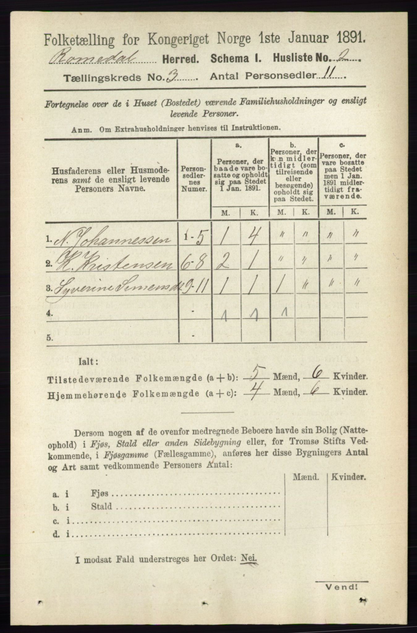 RA, 1891 census for 0416 Romedal, 1891, p. 1339