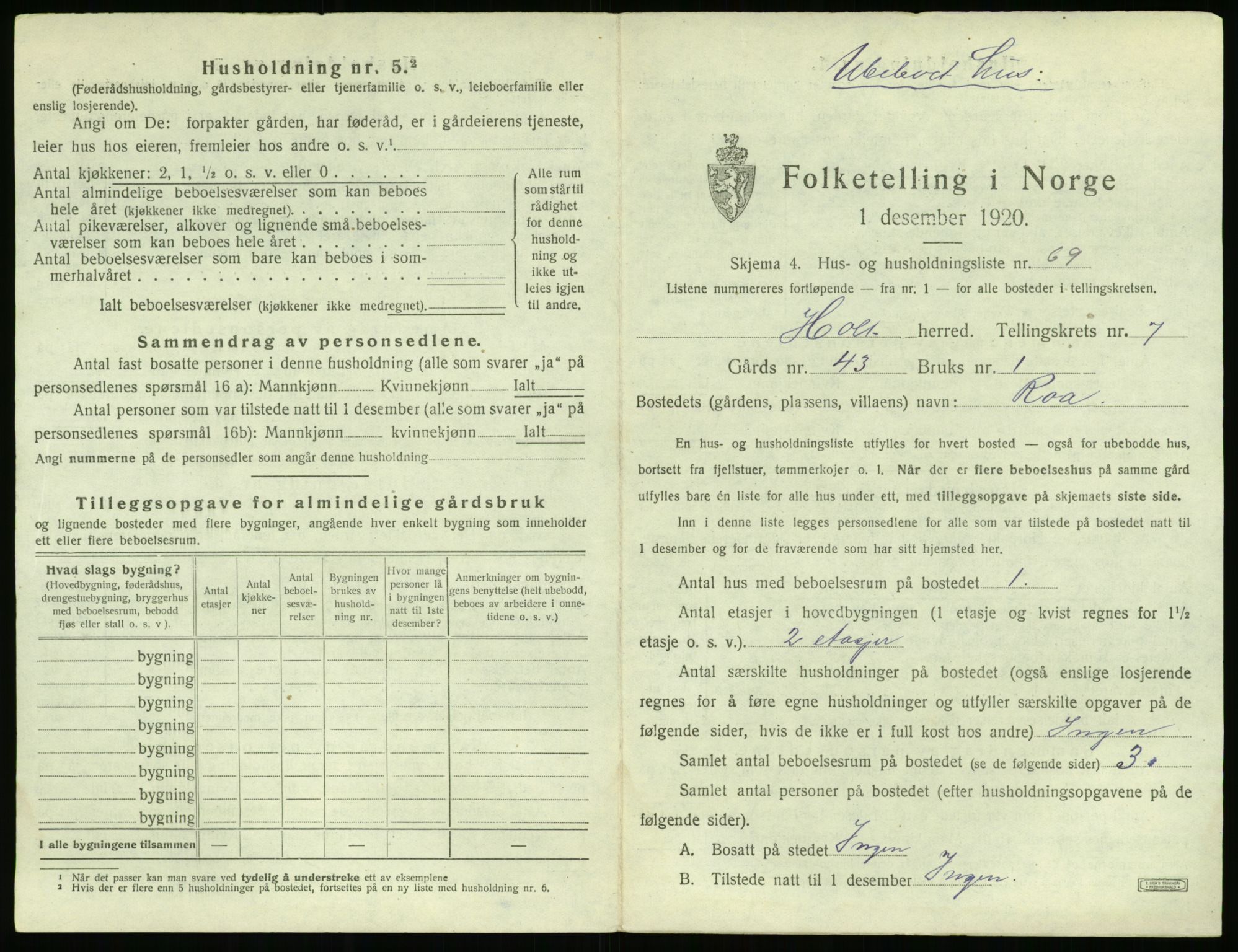 SAK, 1920 census for Holt, 1920, p. 720