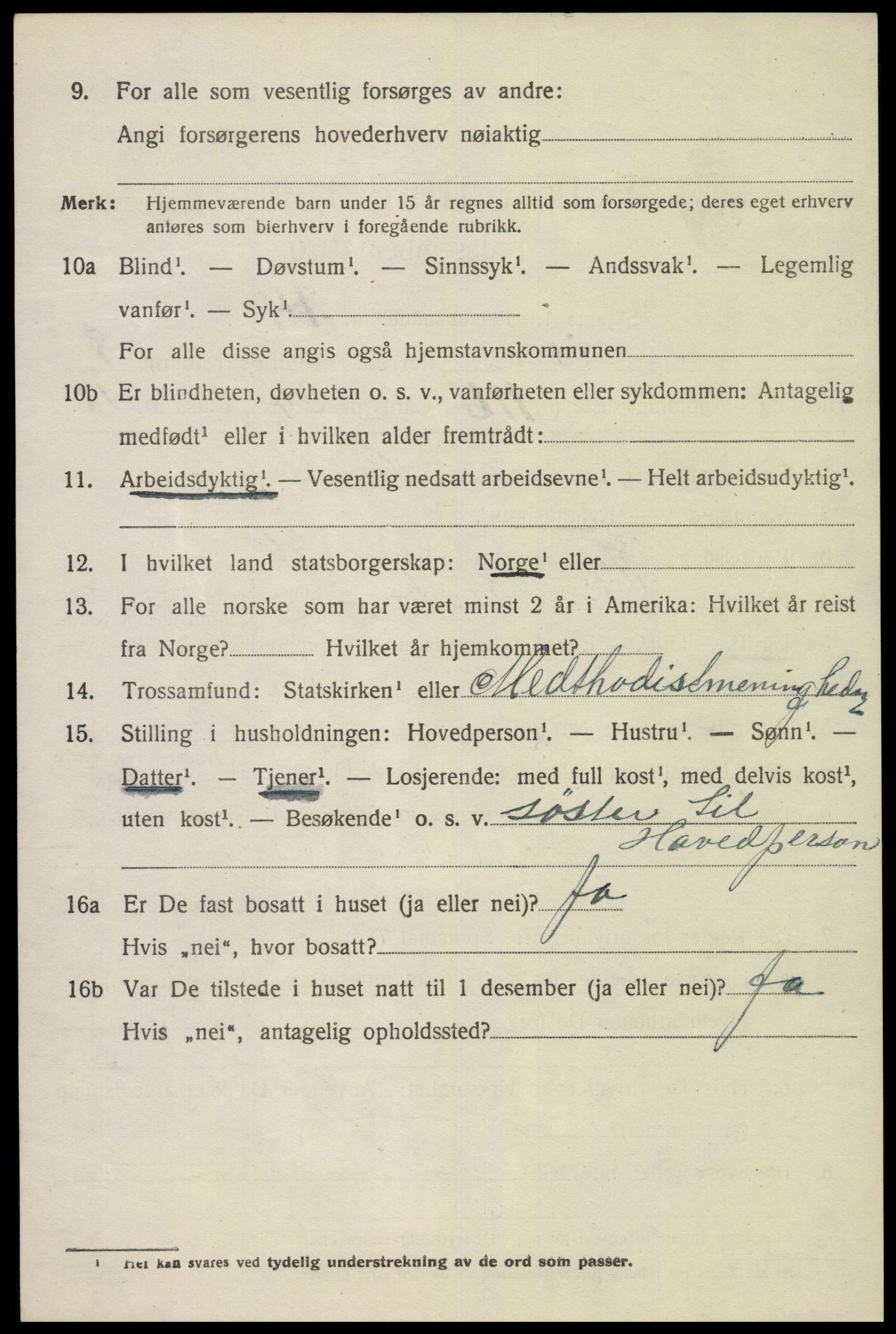 SAK, 1920 census for Lista, 1920, p. 8988