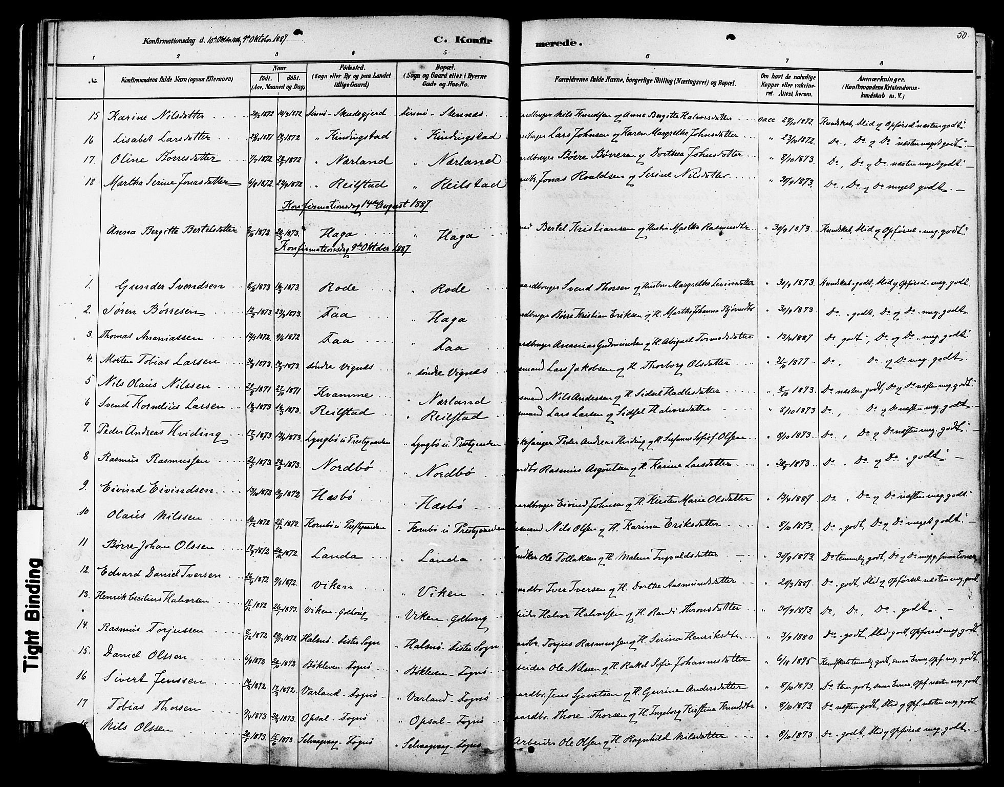 Finnøy sokneprestkontor, SAST/A-101825/H/Ha/Haa/L0010: Parish register (official) no. A 10, 1879-1890, p. 50