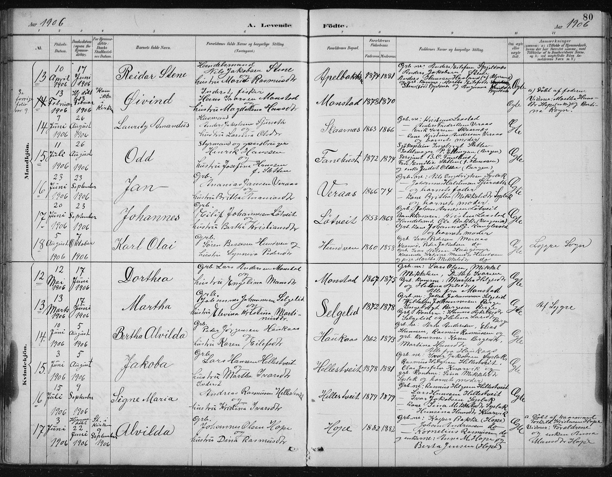 Lindås Sokneprestembete, SAB/A-76701/H/Hab: Parish register (copy) no. B 3, 1886-1914, p. 80