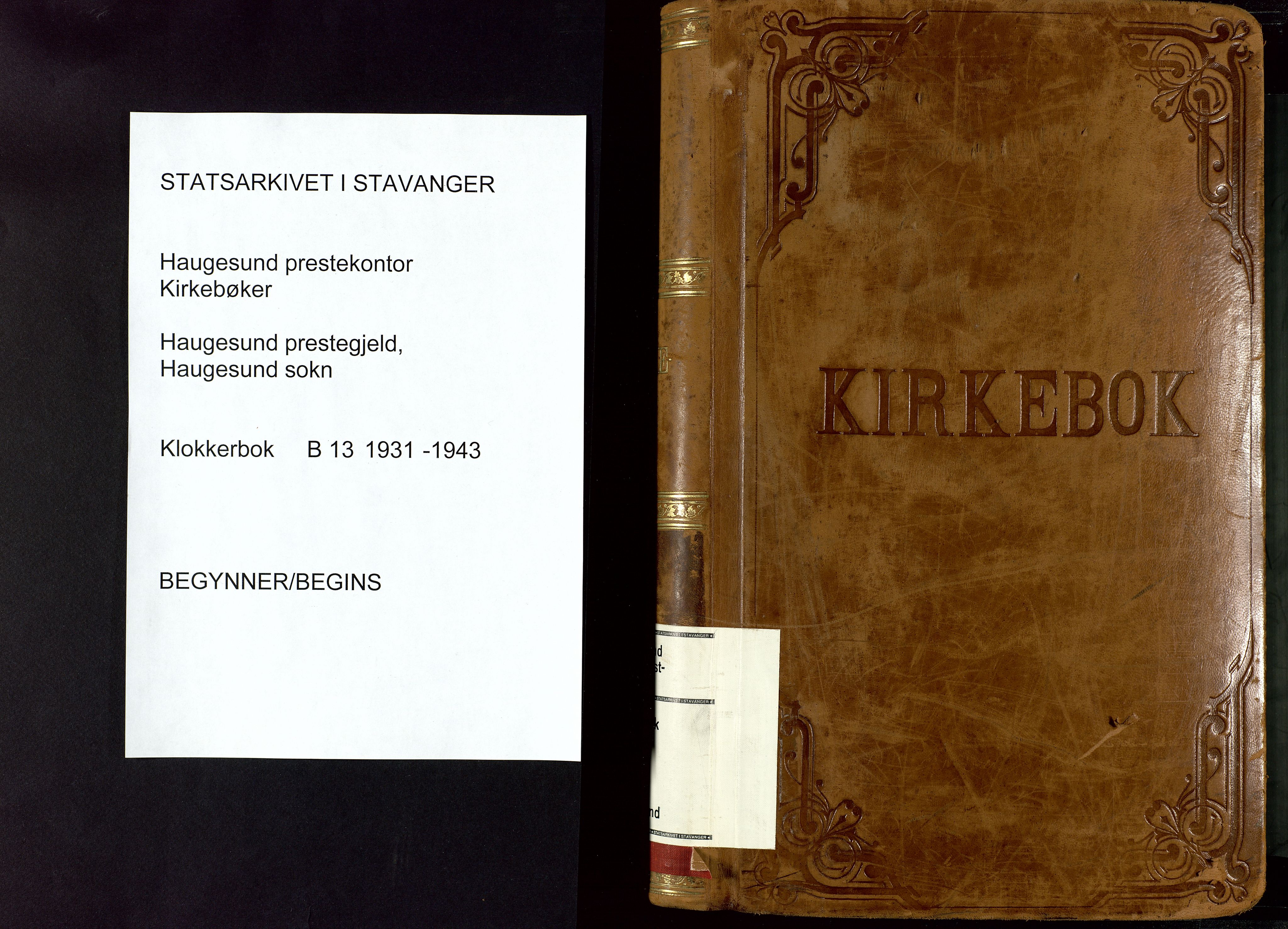 Haugesund sokneprestkontor, SAST/A -101863/H/Ha/Hab/L0013: Parish register (copy) no. B 13, 1931-1943