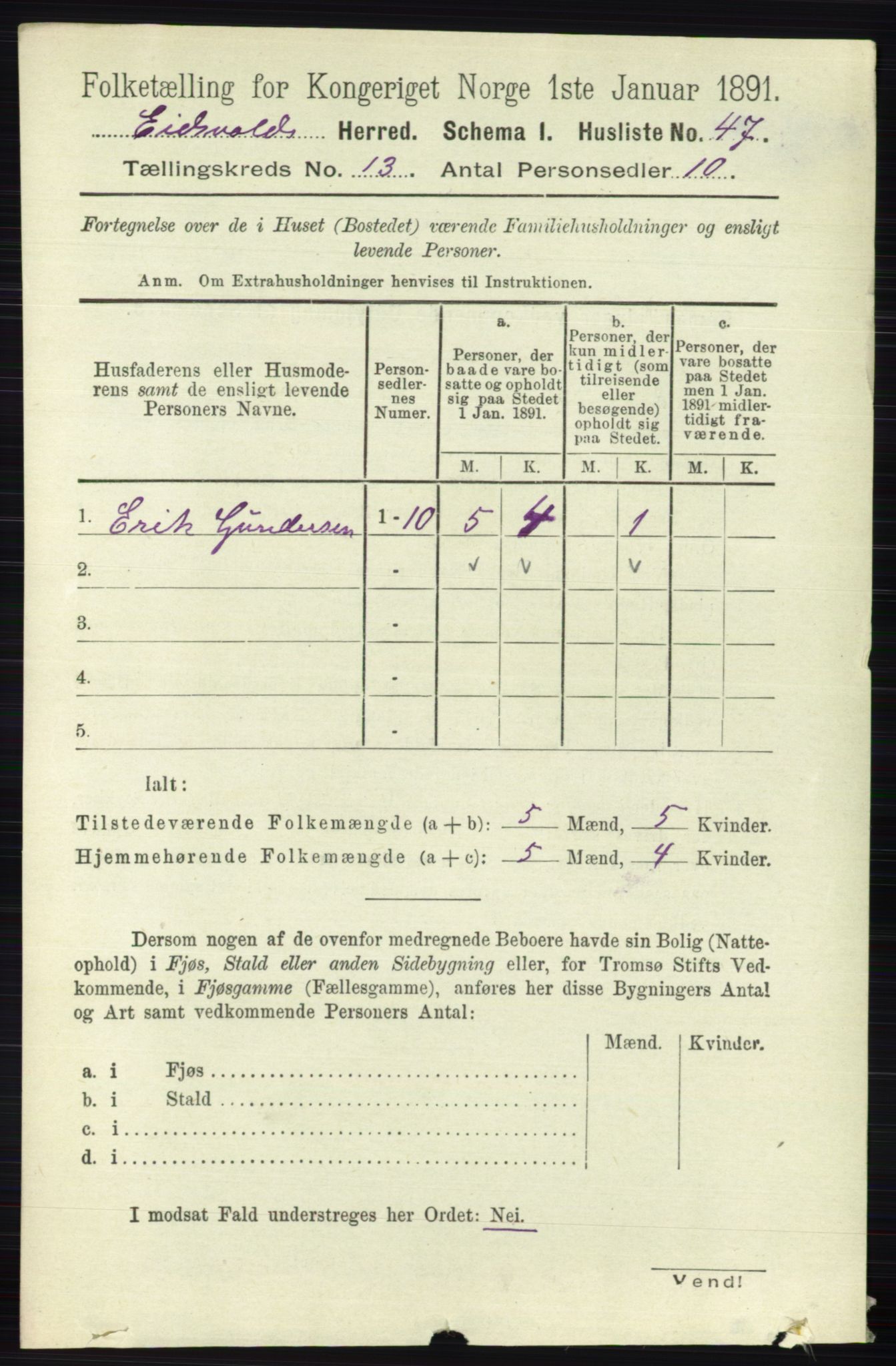 RA, 1891 census for 0237 Eidsvoll, 1891, p. 8990