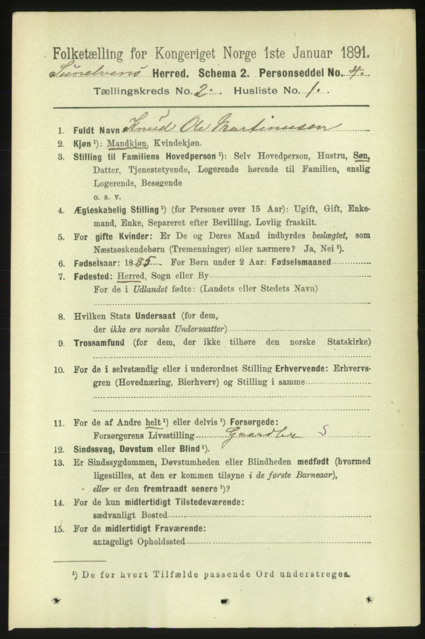 RA, 1891 census for 1523 Sunnylven, 1891, p. 383