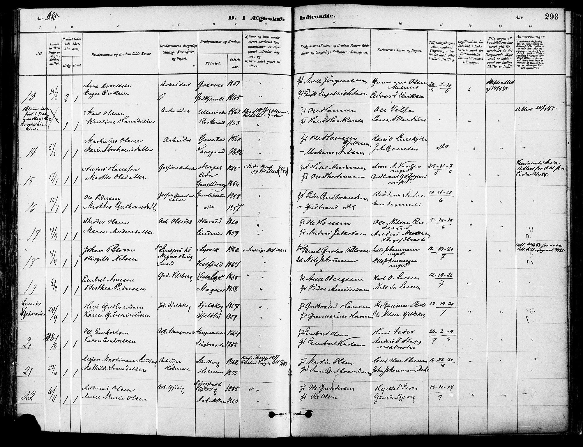 Eidskog prestekontor, SAH/PREST-026/H/Ha/Haa/L0003: Parish register (official) no. 3, 1879-1892, p. 293