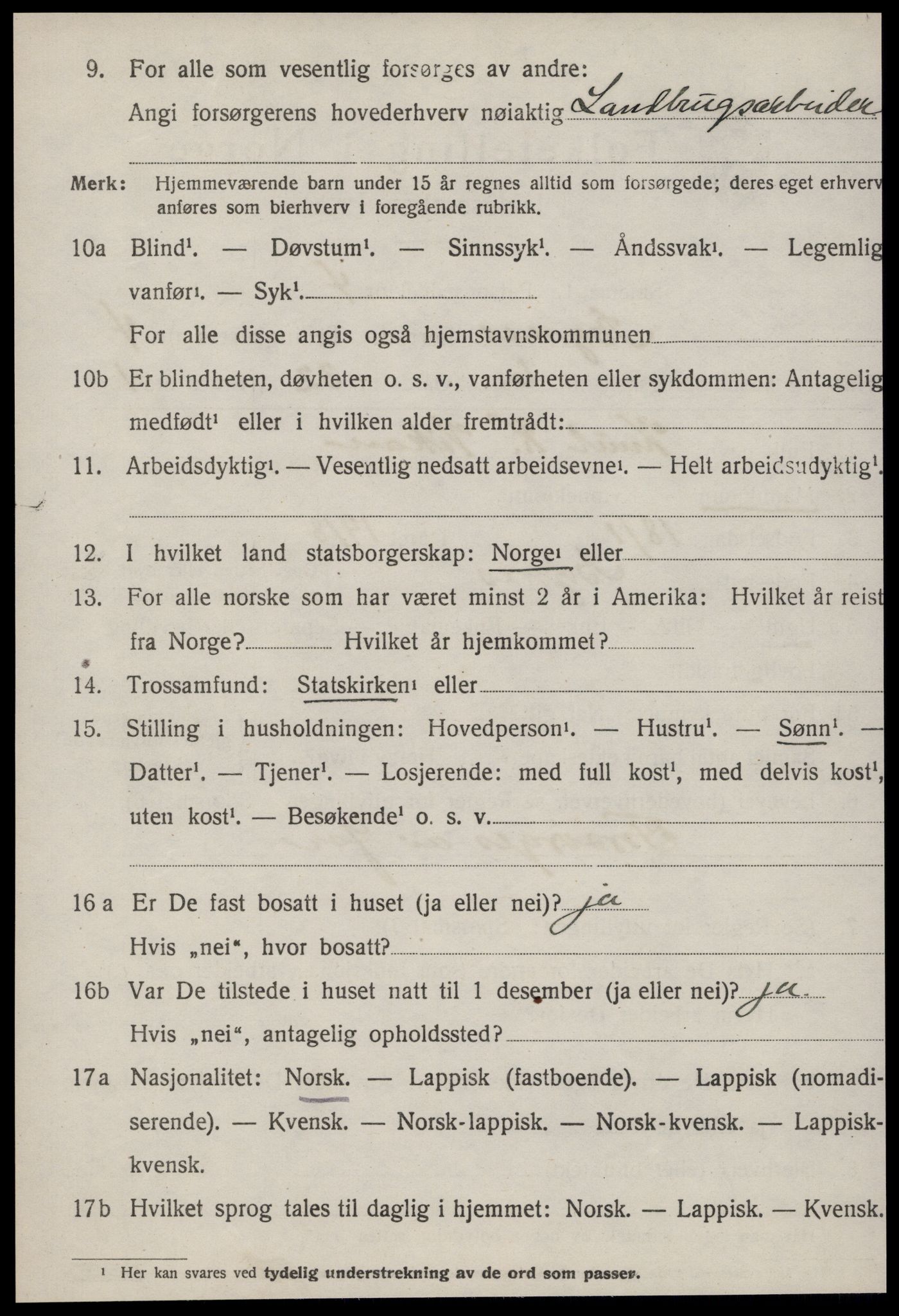 SAT, 1920 census for Byneset, 1920, p. 2145