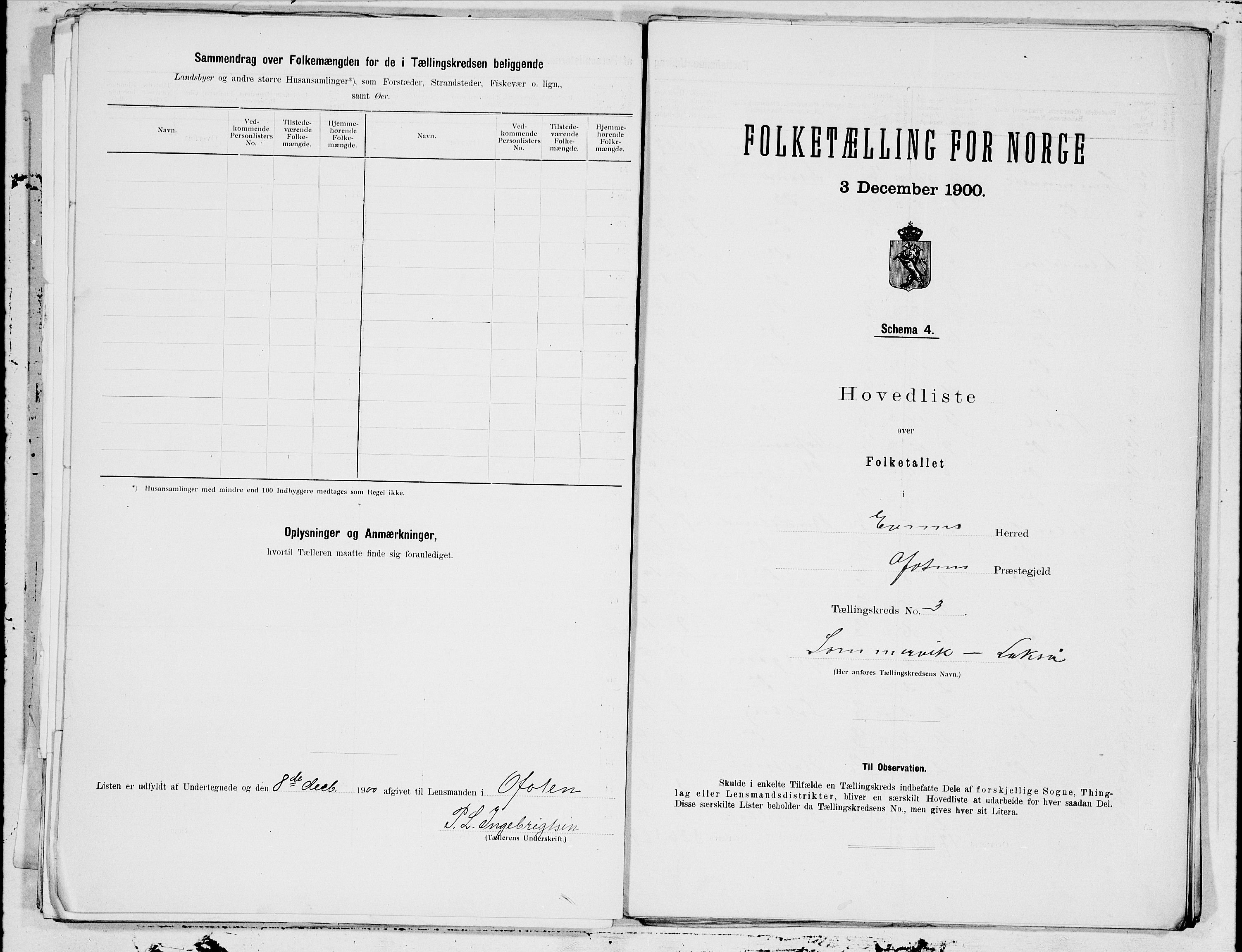 SAT, 1900 census for Evenes, 1900, p. 6