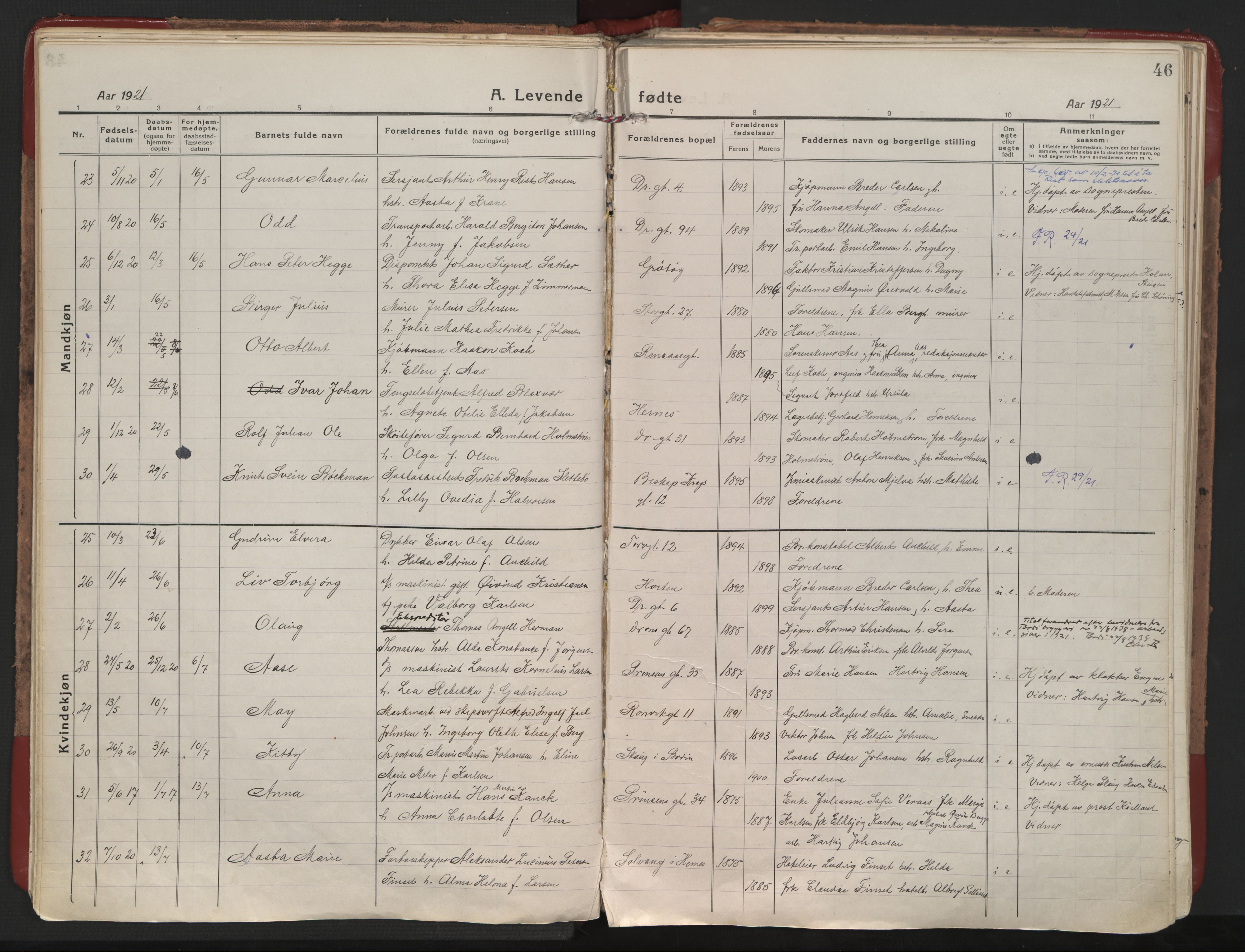 Ministerialprotokoller, klokkerbøker og fødselsregistre - Nordland, SAT/A-1459/801/L0017: Parish register (official) no. 801A17, 1917-1930, p. 46