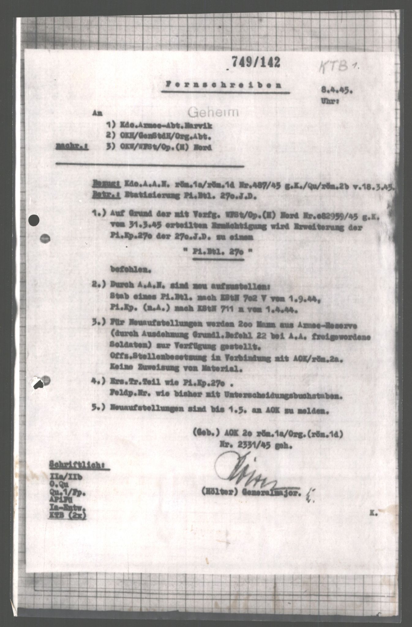 Forsvarets Overkommando. 2 kontor. Arkiv 11.4. Spredte tyske arkivsaker, AV/RA-RAFA-7031/D/Dar/Dara/L0004: Krigsdagbøker for 20. Gebirgs-Armee-Oberkommando (AOK 20), 1945, p. 463