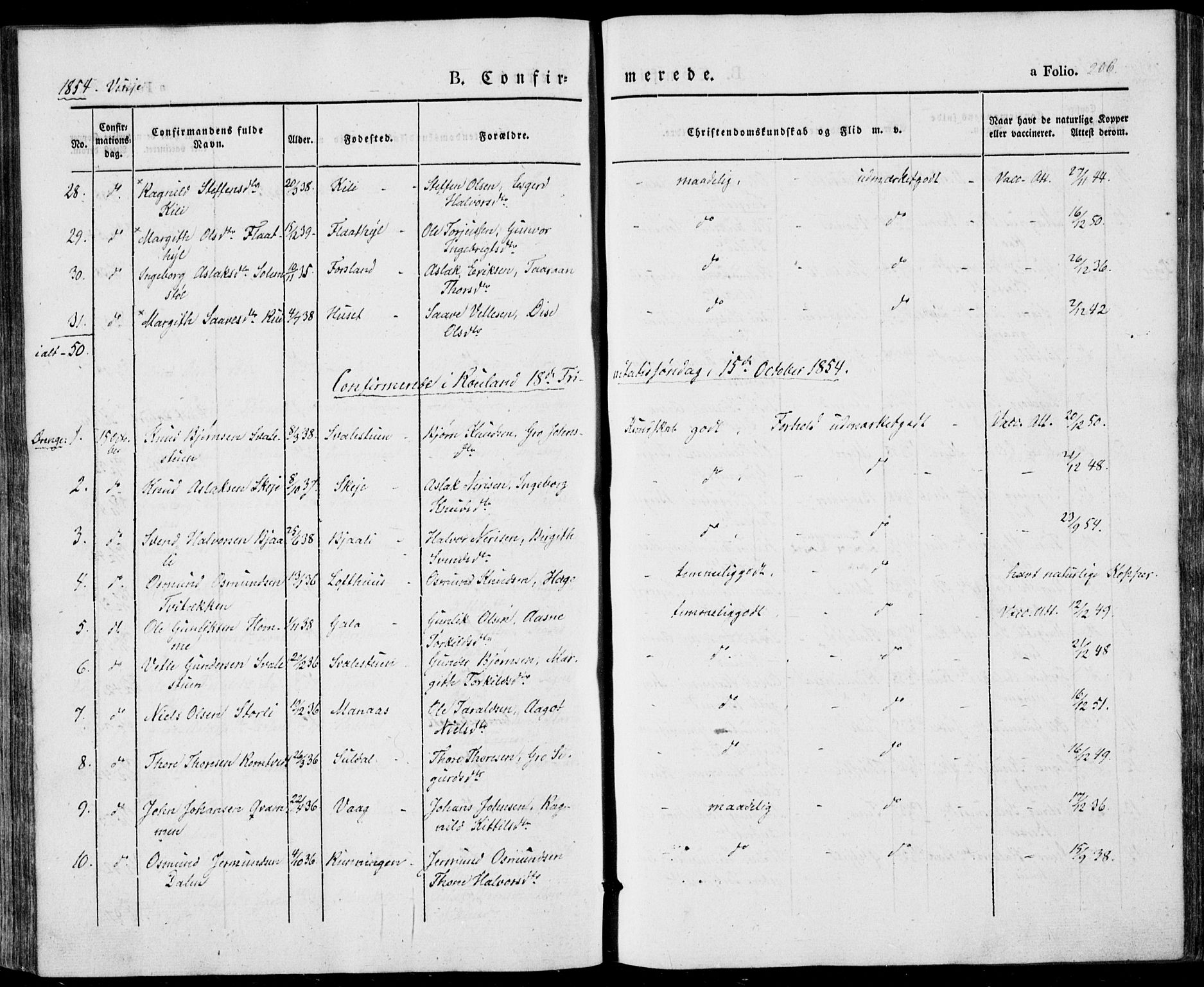 Vinje kirkebøker, SAKO/A-312/F/Fa/L0004: Parish register (official) no. I 4, 1843-1869, p. 206