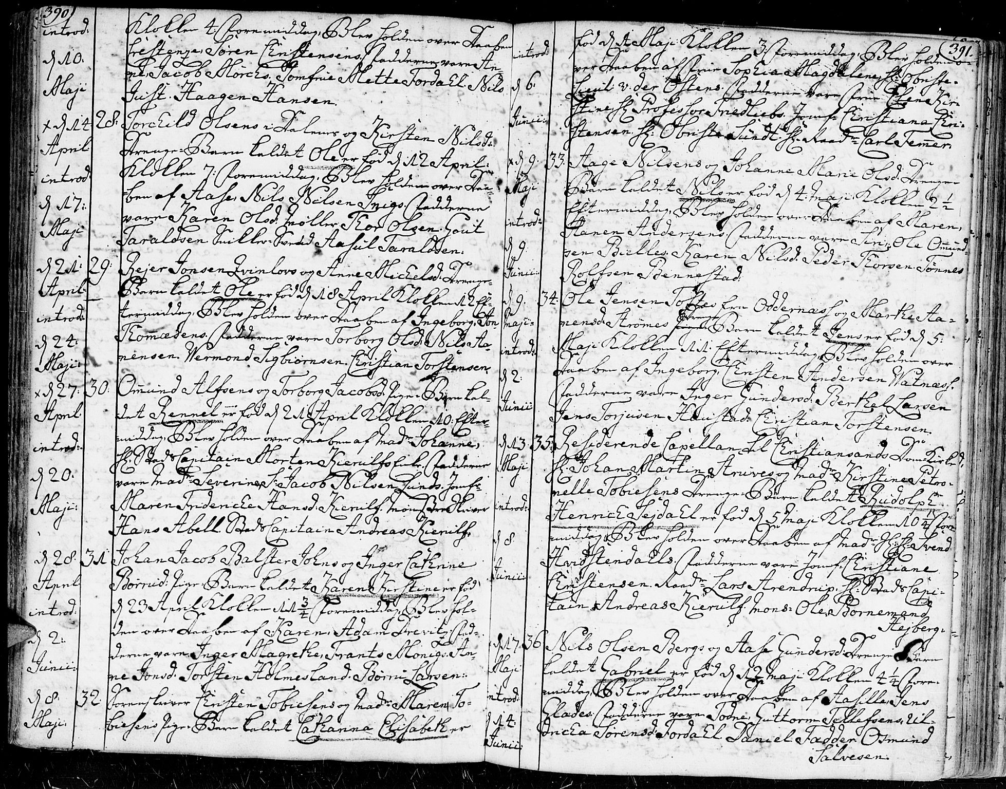 Kristiansand domprosti, SAK/1112-0006/F/Fa/L0002: Parish register (official) no. A 2, 1755-1778, p. 390-391