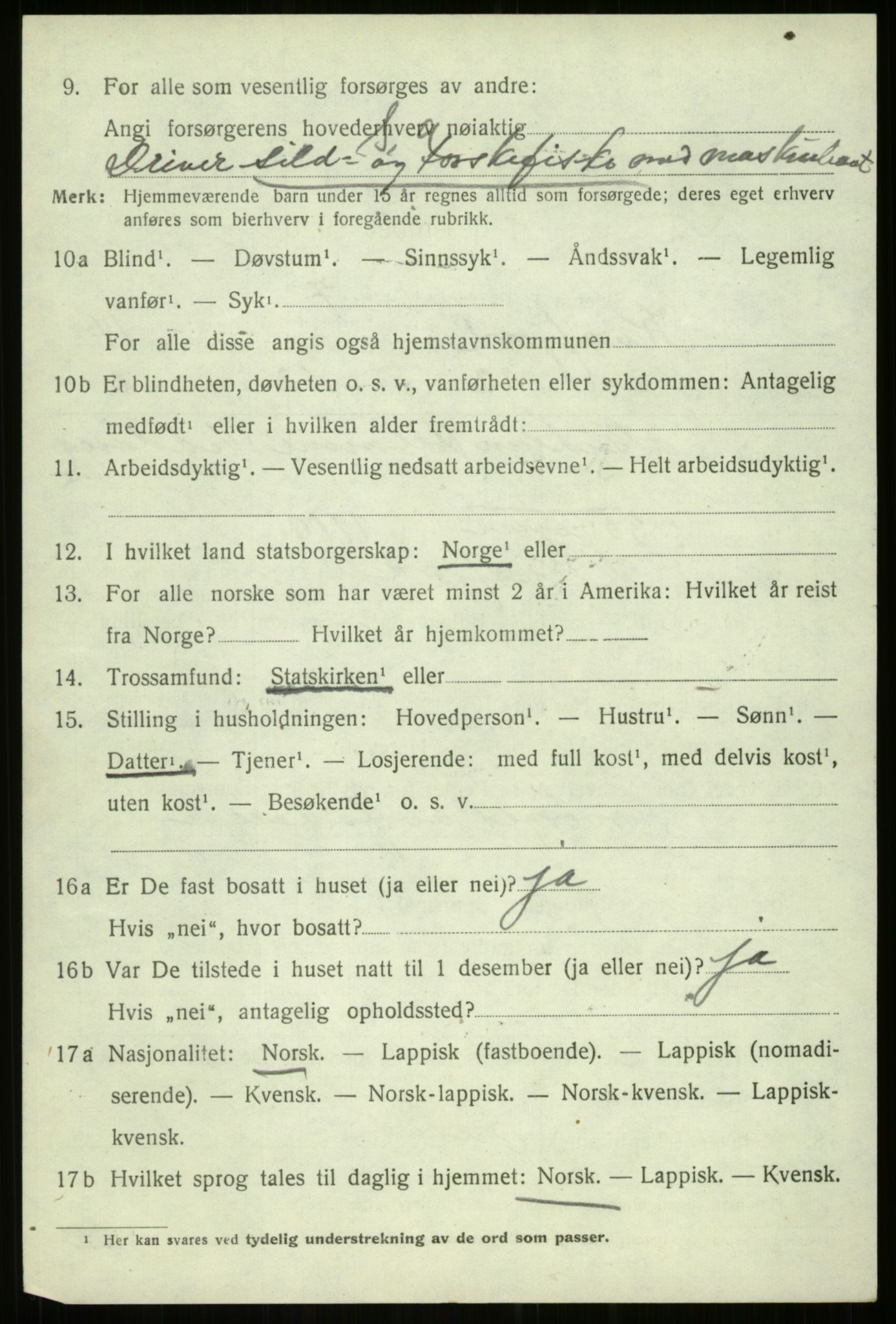 SATØ, 1920 census for Kvæfjord, 1920, p. 6910