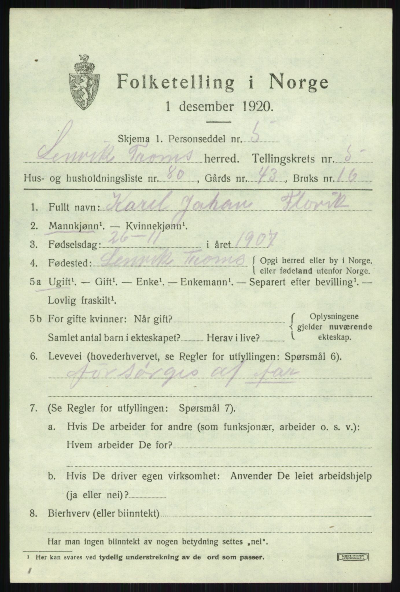 SATØ, 1920 census for Lenvik, 1920, p. 7824