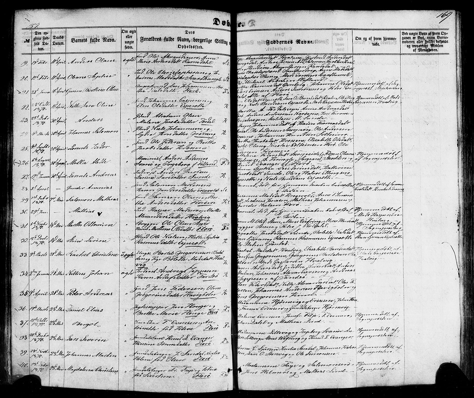Kinn sokneprestembete, SAB/A-80801/H/Haa/Haaa/L0006: Parish register (official) no. A 6, 1857-1885, p. 169