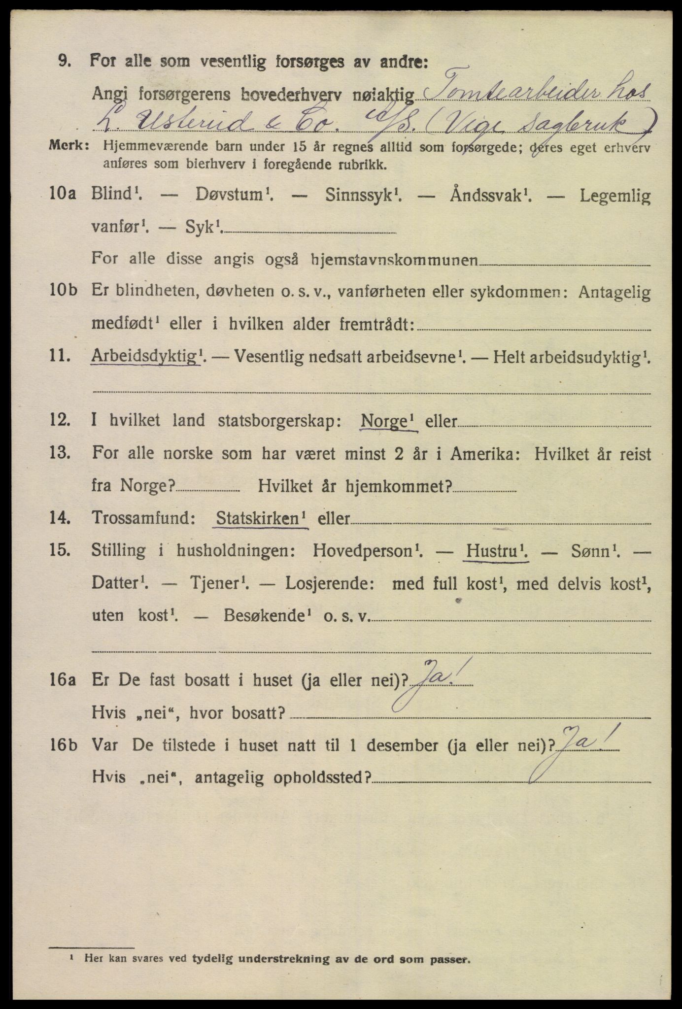 SAK, 1920 census for Oddernes, 1920, p. 8142