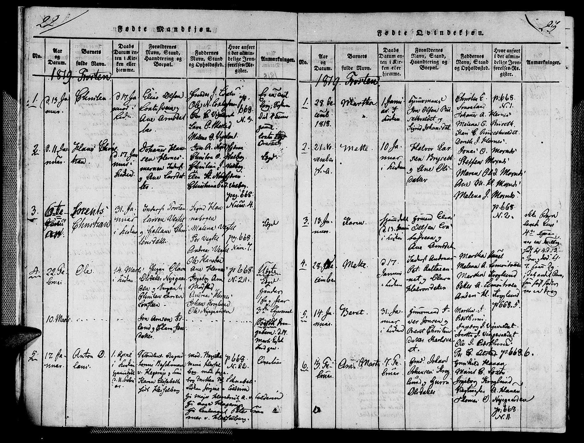 Ministerialprotokoller, klokkerbøker og fødselsregistre - Nord-Trøndelag, SAT/A-1458/713/L0112: Parish register (official) no. 713A04 /1, 1817-1827, p. 22-23