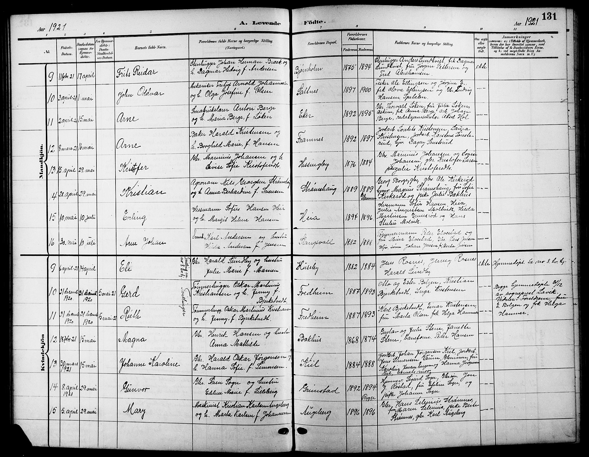 Råde prestekontor kirkebøker, SAO/A-2009/G/Ga/L0001: Parish register (copy) no. 1, 1903-1925, p. 131