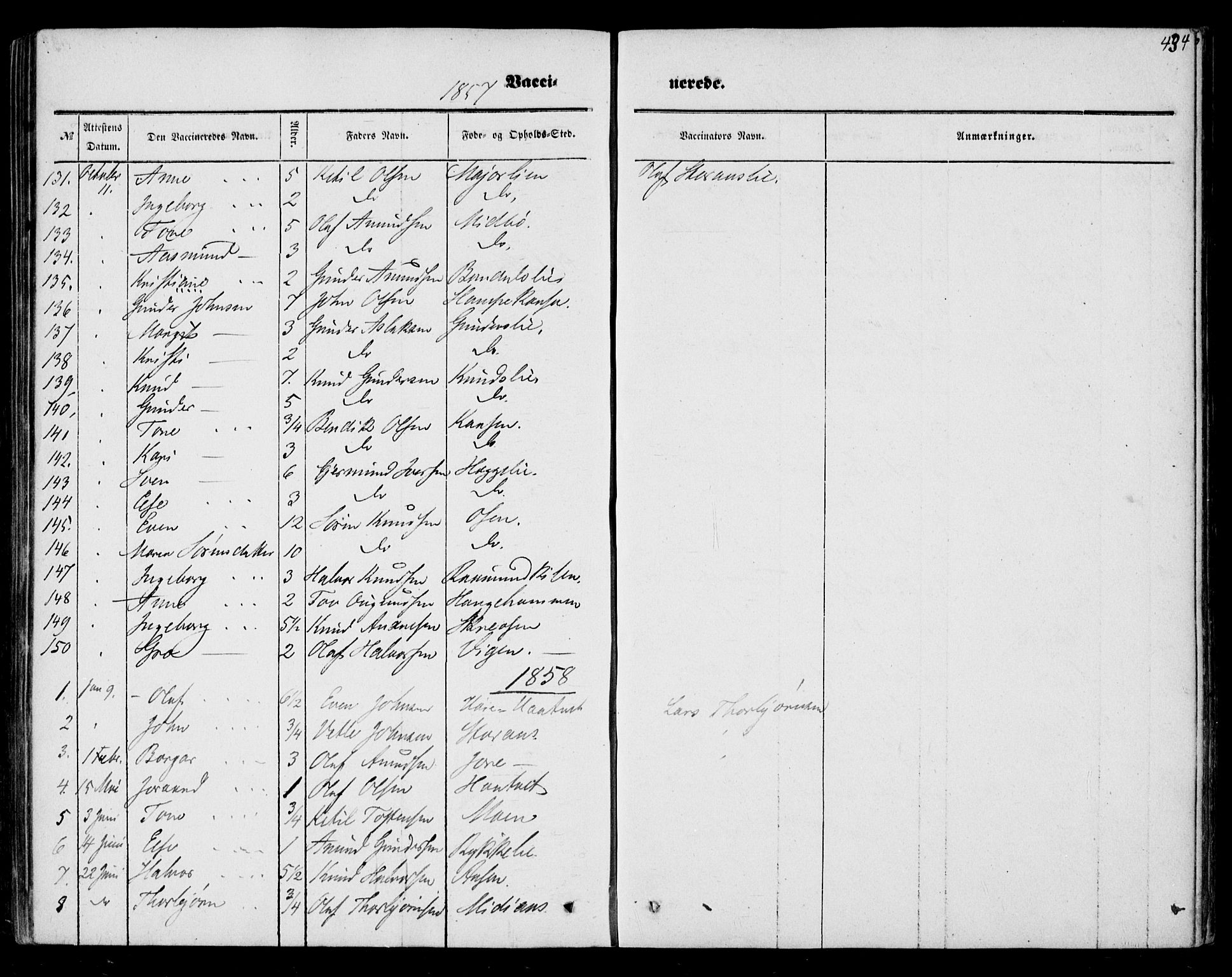Mo kirkebøker, SAKO/A-286/F/Fa/L0005: Parish register (official) no. I 5, 1844-1864, p. 434