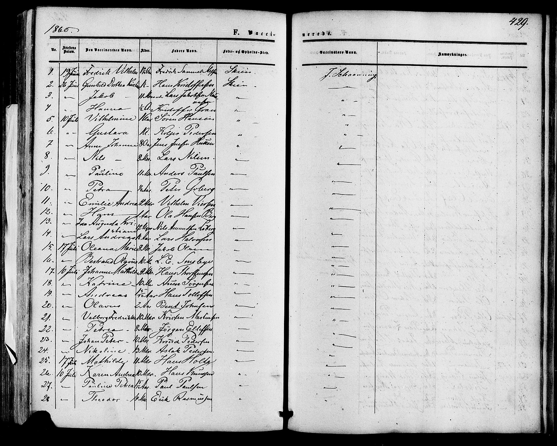 Skien kirkebøker, SAKO/A-302/F/Fa/L0007: Parish register (official) no. 7, 1856-1865, p. 429