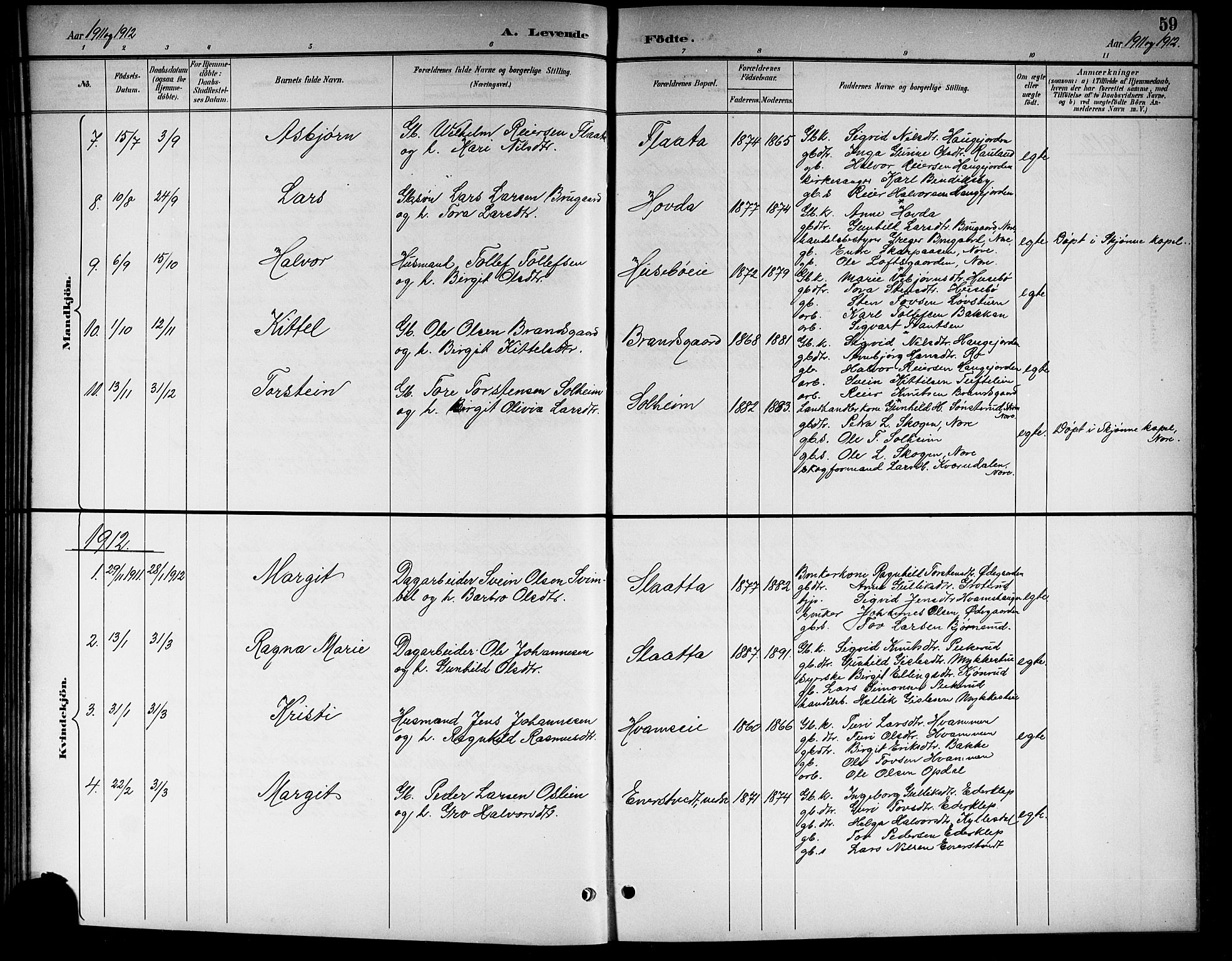 Nore kirkebøker, SAKO/A-238/G/Gb/L0003: Parish register (copy) no. II 3, 1894-1923, p. 59