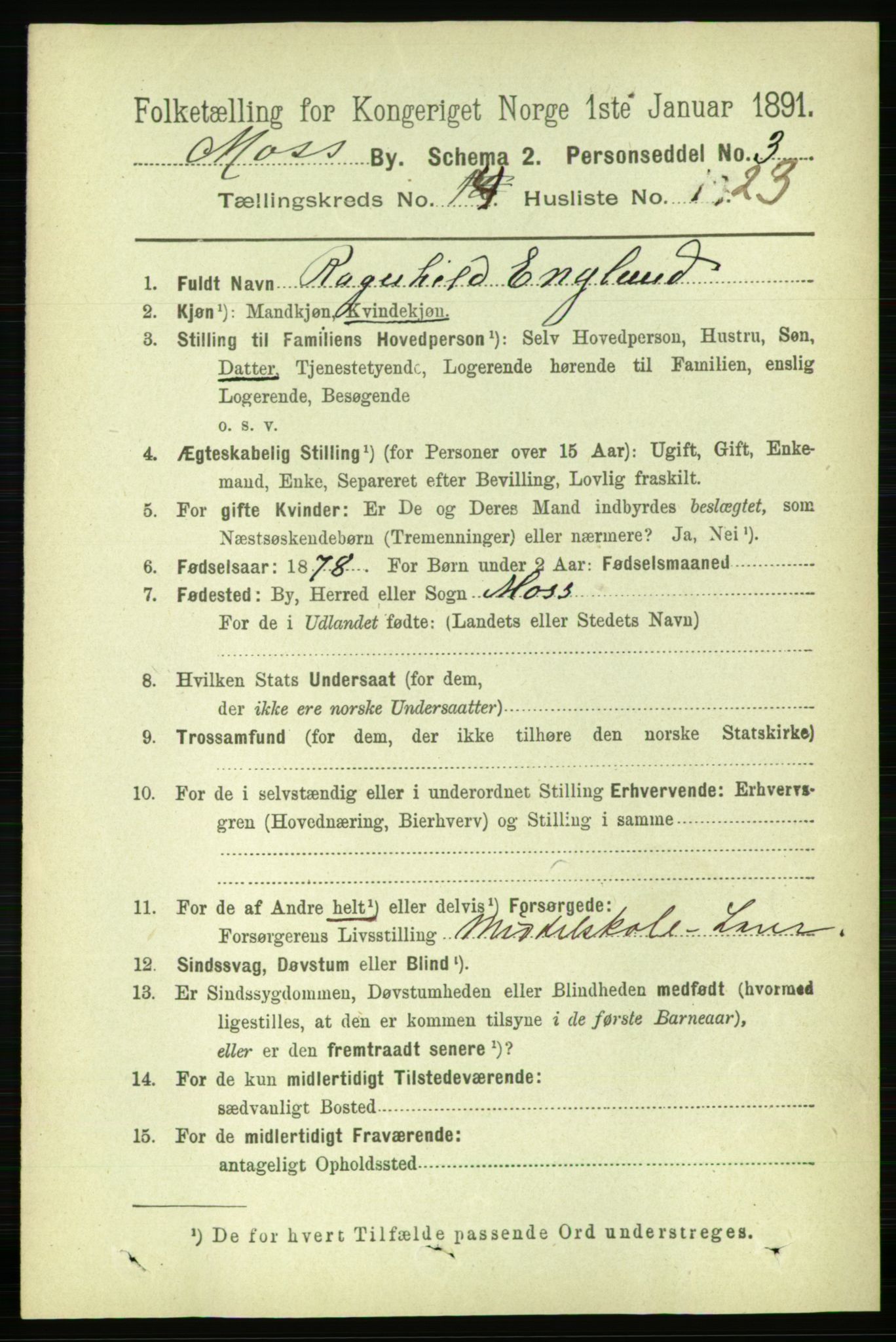 RA, 1891 census for 0104 Moss, 1891, p. 7209