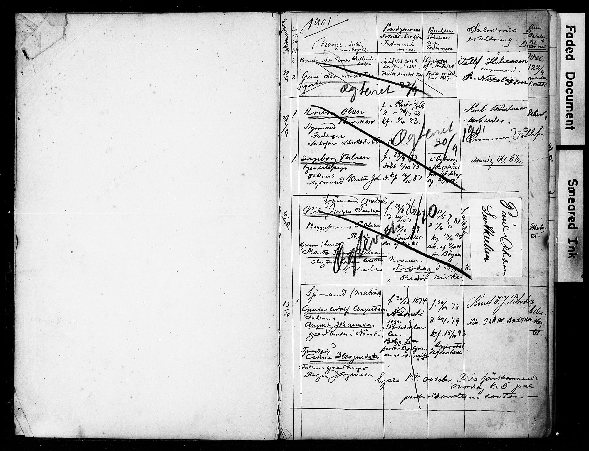 Risør sokneprestkontor, SAK/1111-0035/F/Fe/L0003: Banns register no. A VI 3, 1901-1918