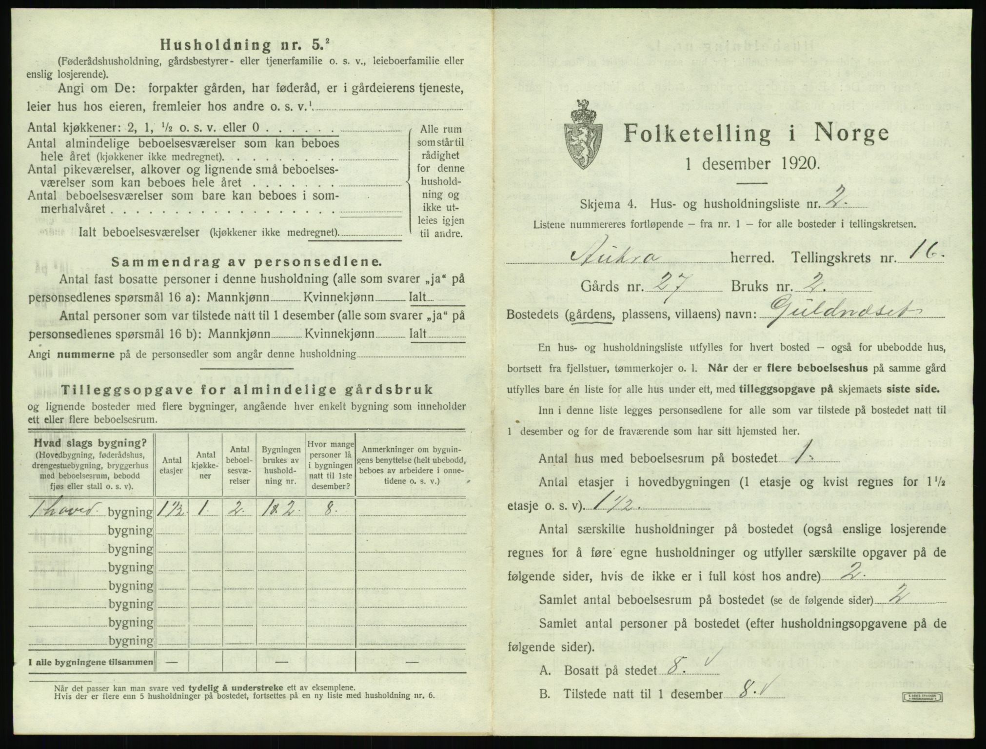 SAT, 1920 census for Aukra, 1920, p. 951