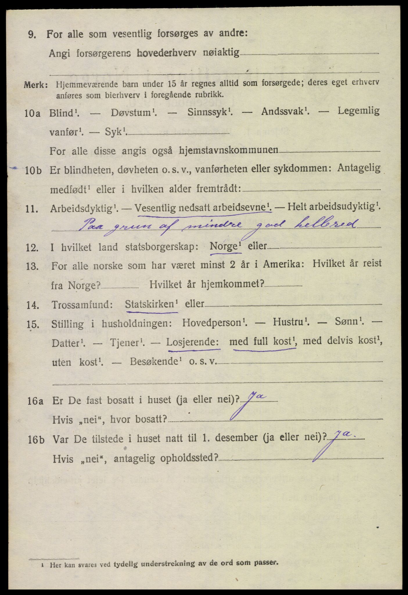 SAK, 1920 census for Vegusdal, 1920, p. 2062