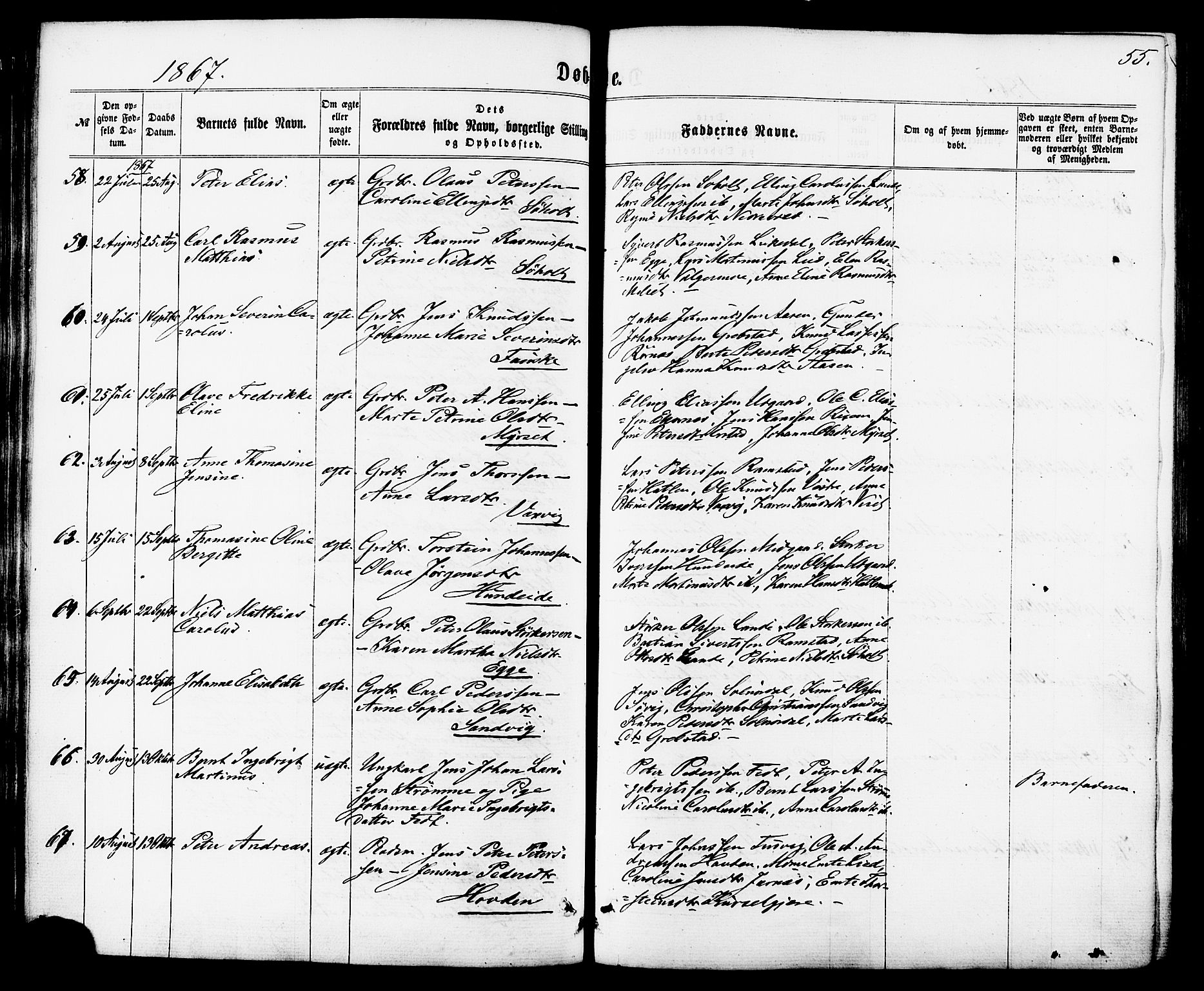 Ministerialprotokoller, klokkerbøker og fødselsregistre - Møre og Romsdal, AV/SAT-A-1454/522/L0314: Parish register (official) no. 522A09, 1863-1877, p. 55