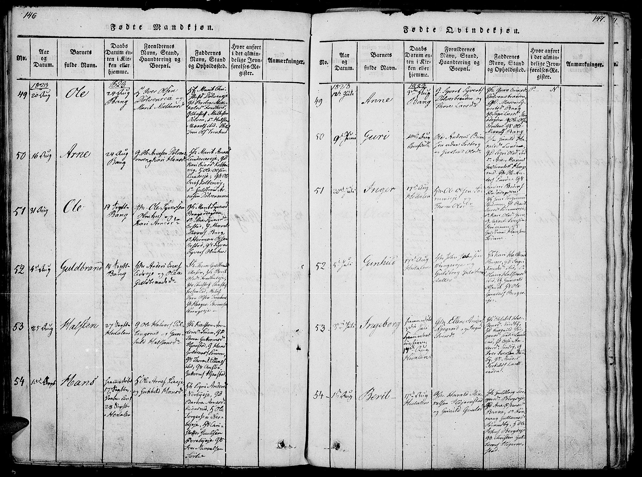 Sør-Aurdal prestekontor, AV/SAH-PREST-128/H/Ha/Haa/L0002: Parish register (official) no. 2, 1815-1840, p. 146-147