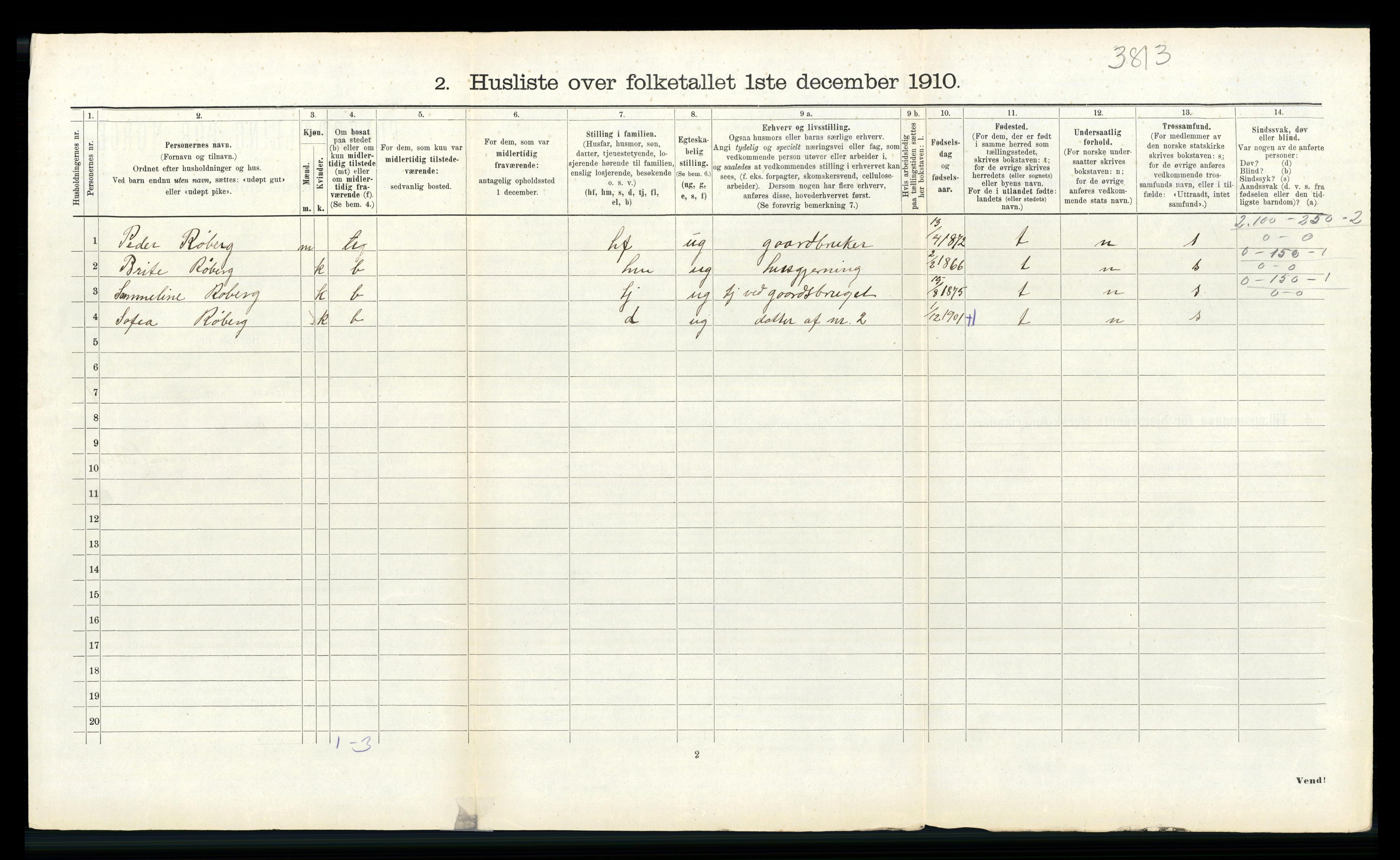 RA, 1910 census for Innvik, 1910, p. 265