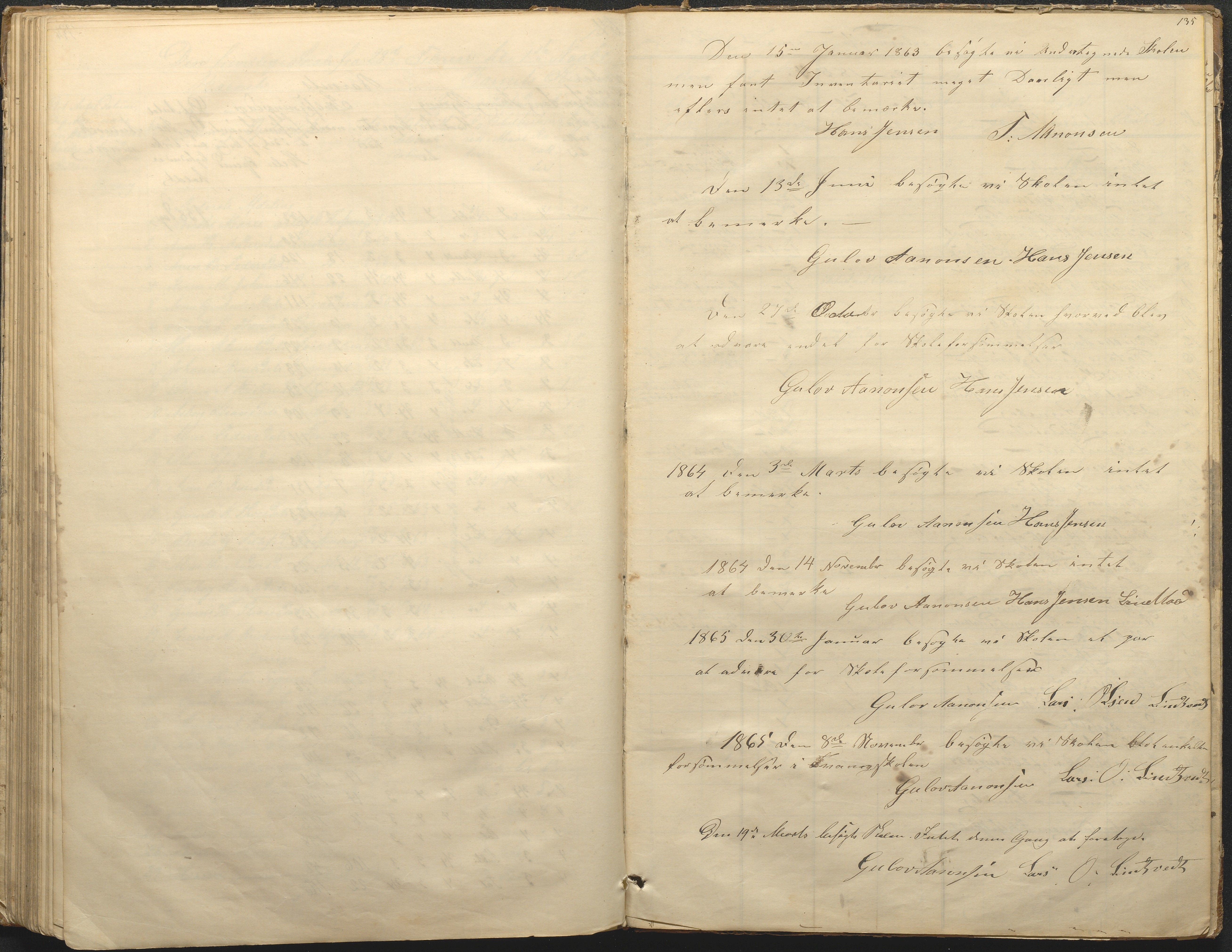 Øyestad kommune frem til 1979, AAKS/KA0920-PK/06/06F/L0001: Skolejournal, 1848-1864, p. 135