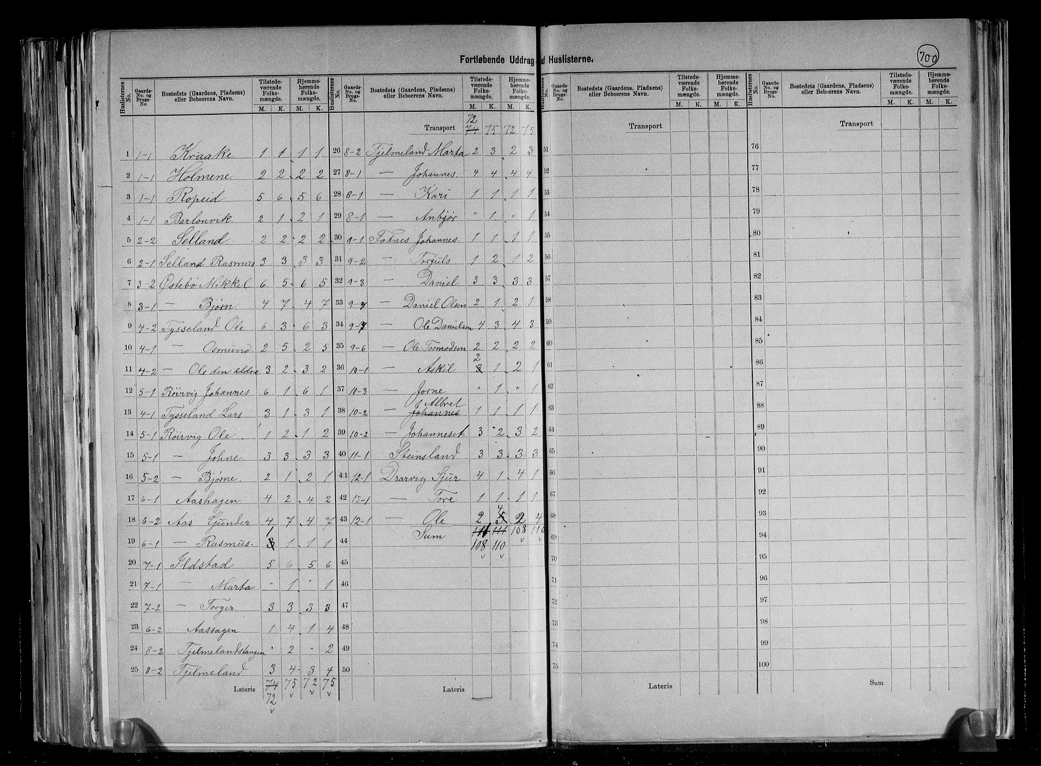 RA, 1891 census for 1136 Sand, 1891, p. 5