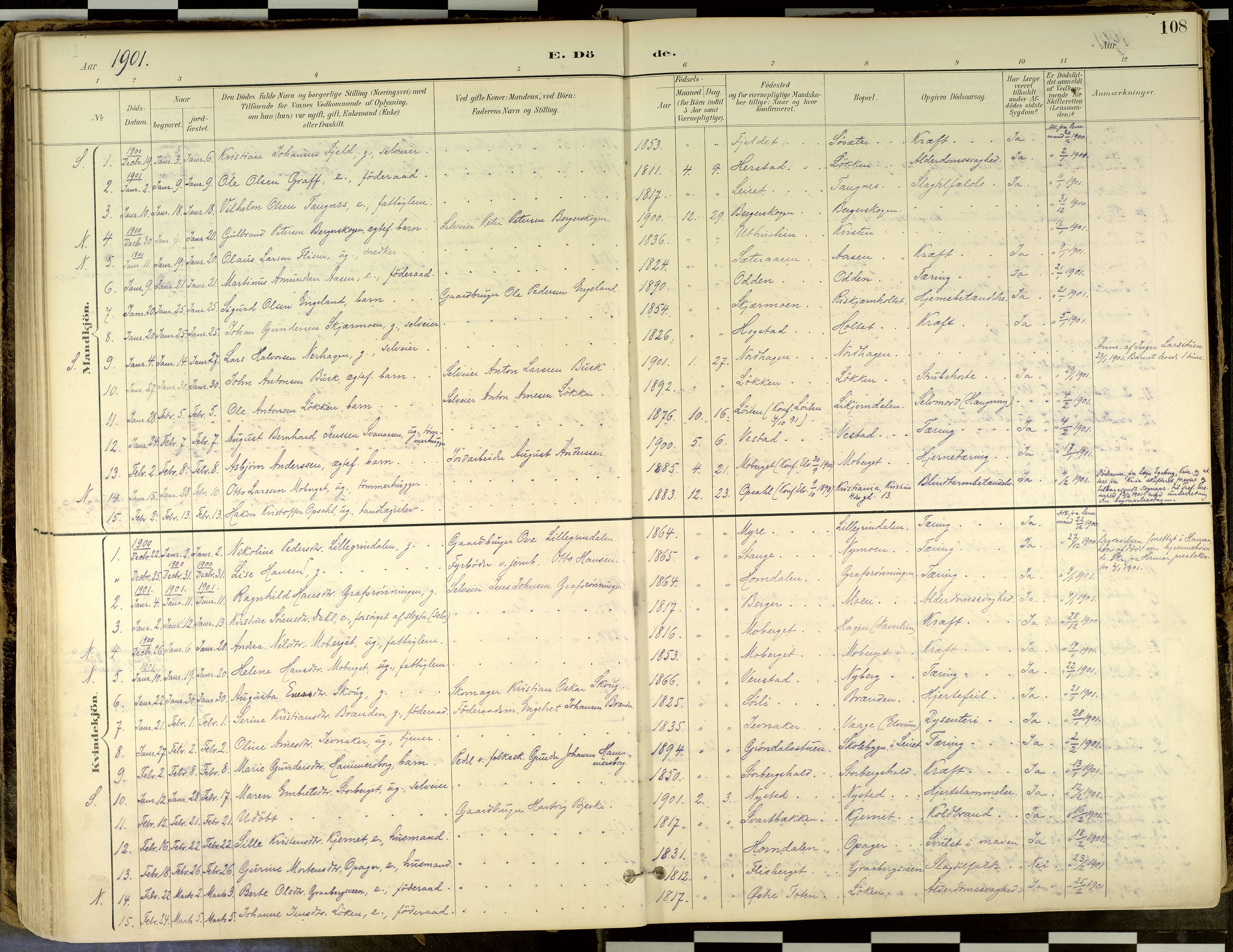 Elverum prestekontor, SAH/PREST-044/H/Ha/Haa/L0018: Parish register (official) no. 18, 1894-1914, p. 108