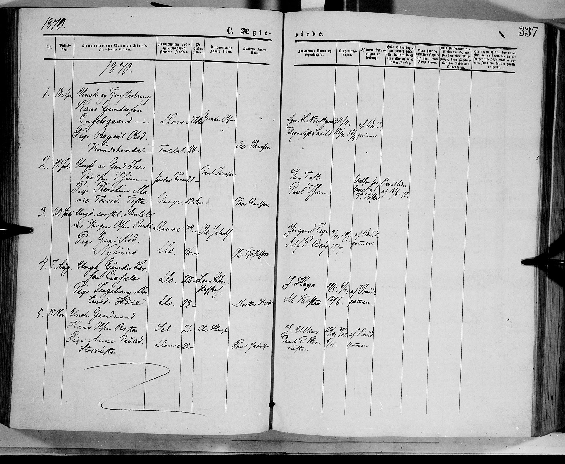 Dovre prestekontor, AV/SAH-PREST-066/H/Ha/Haa/L0001: Parish register (official) no. 1, 1854-1878, p. 337