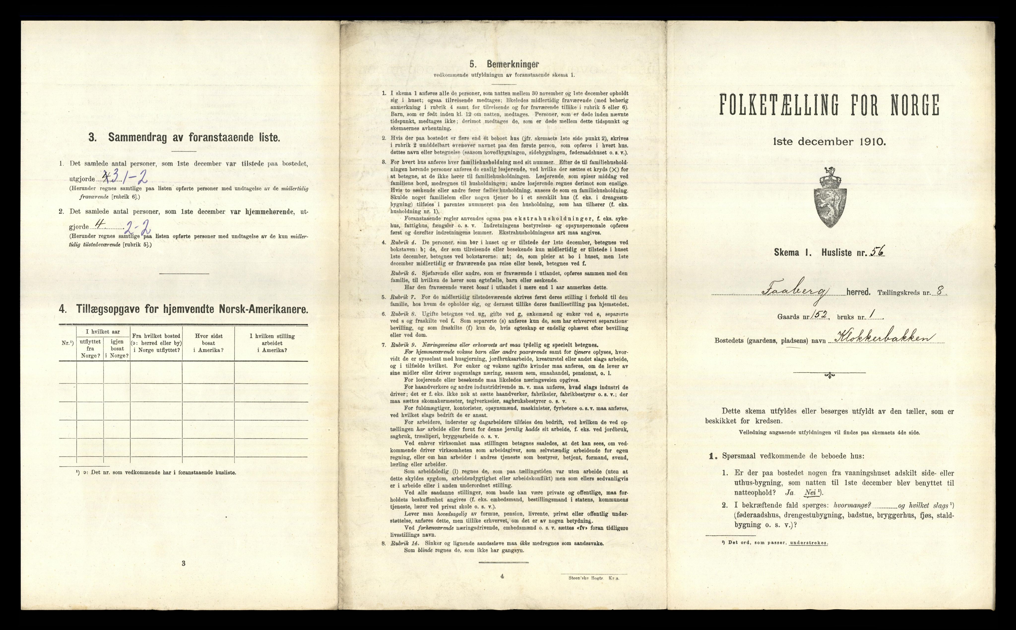 RA, 1910 census for Fåberg, 1910, p. 884