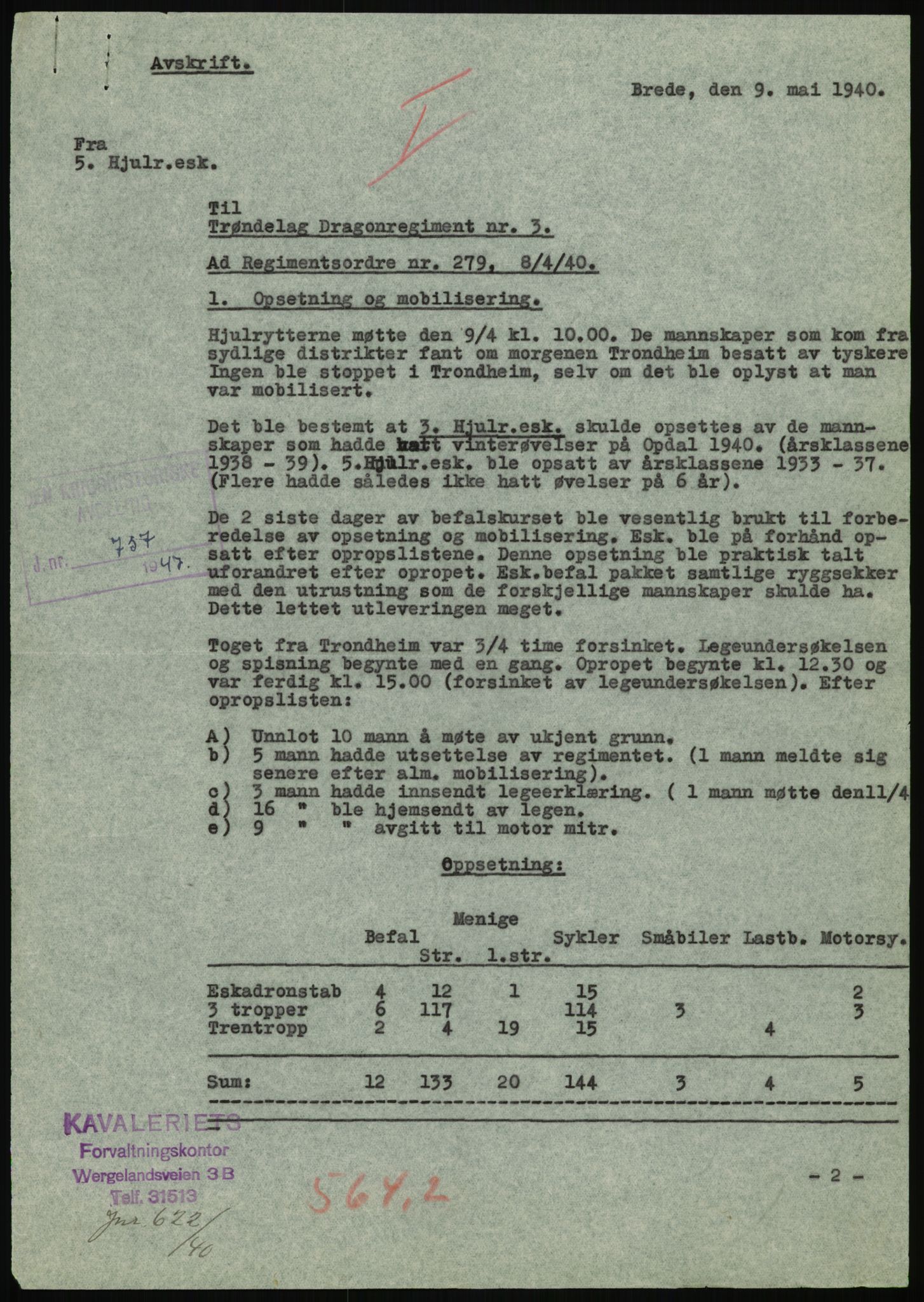 Forsvaret, Forsvarets krigshistoriske avdeling, AV/RA-RAFA-2017/Y/Yb/L0118: II-C-11-564  -  5. Divisjon., 1940, p. 59